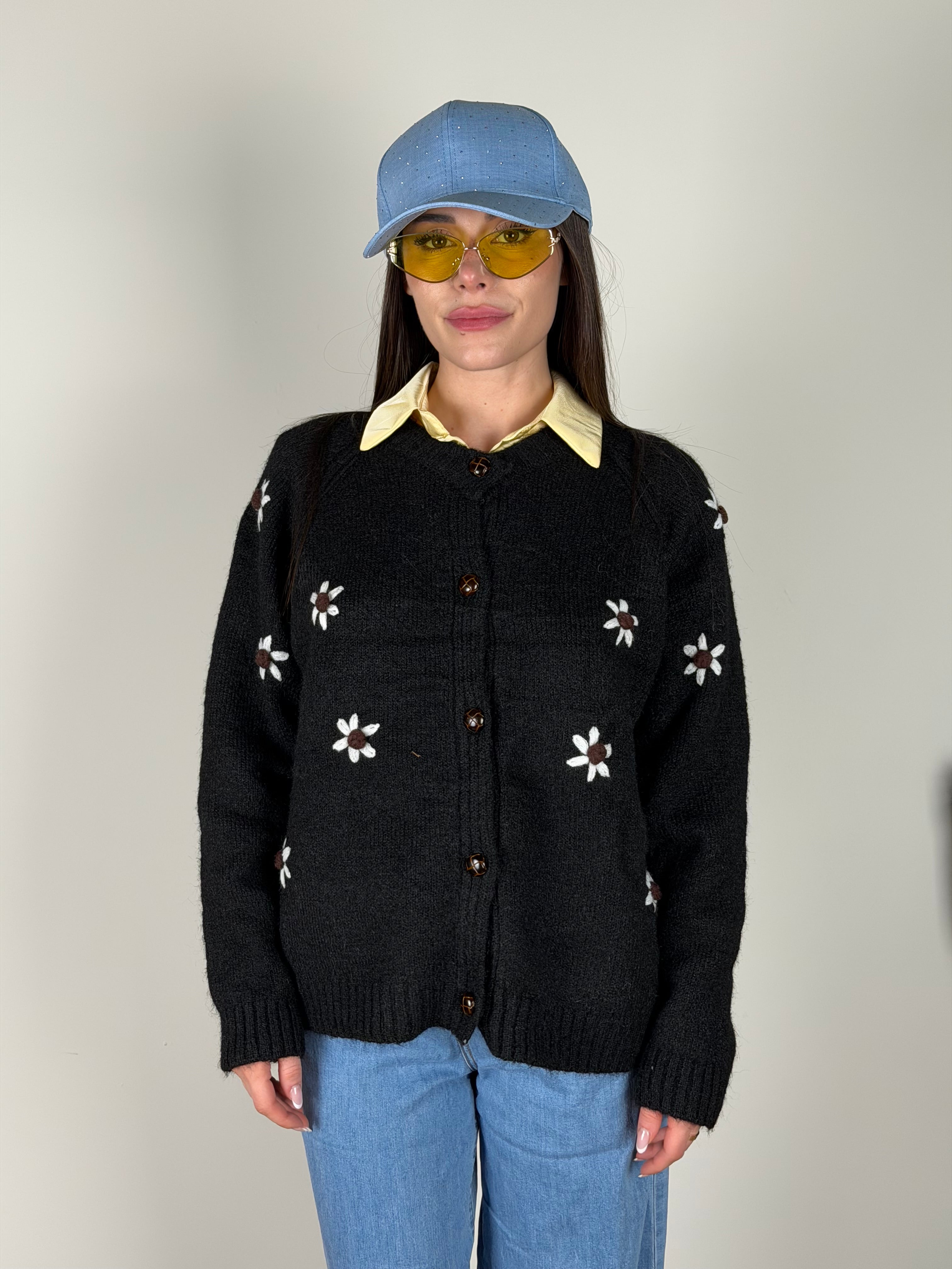 Maglia premium flowers nera