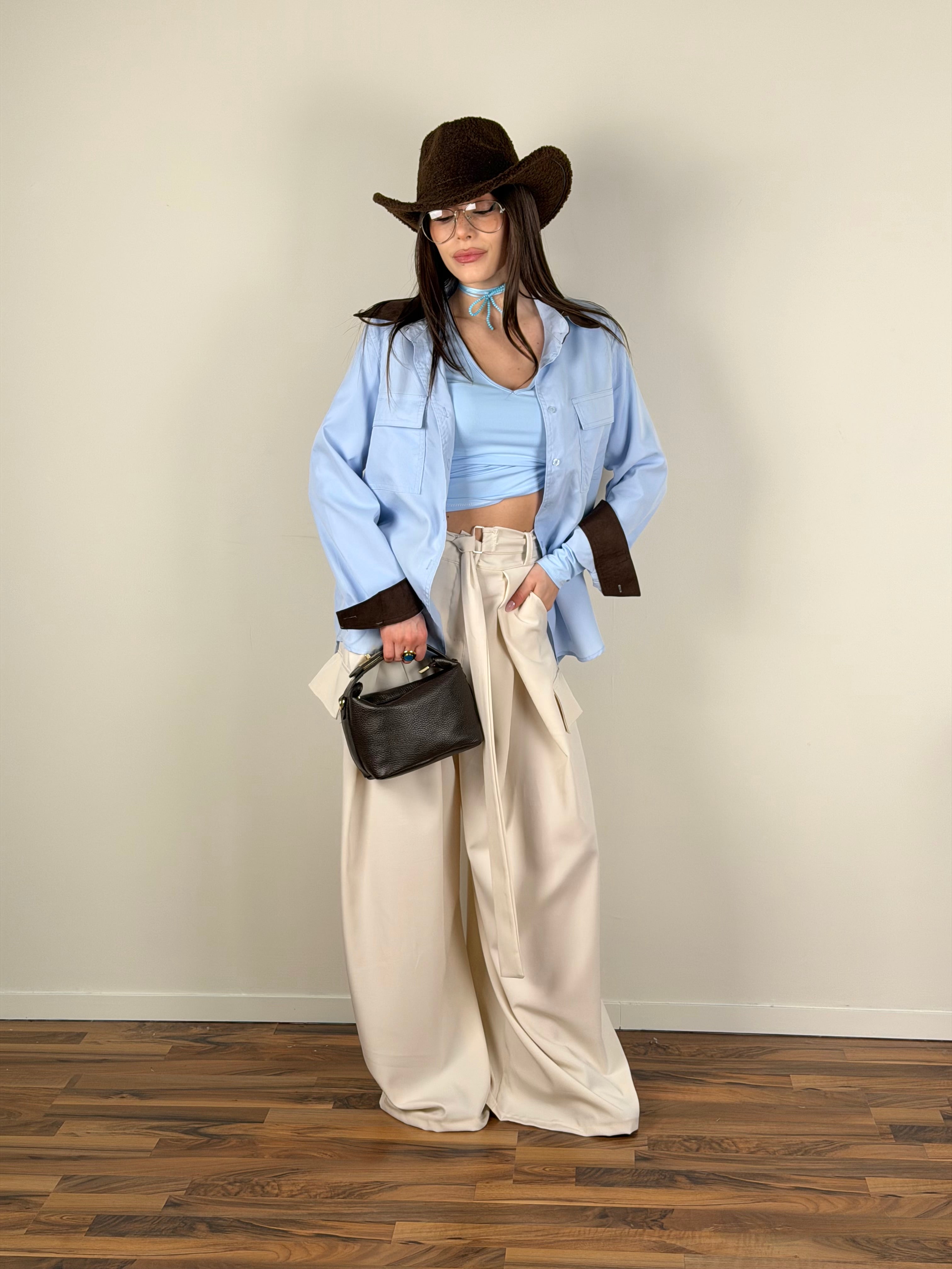 Camicia cowgirl celeste