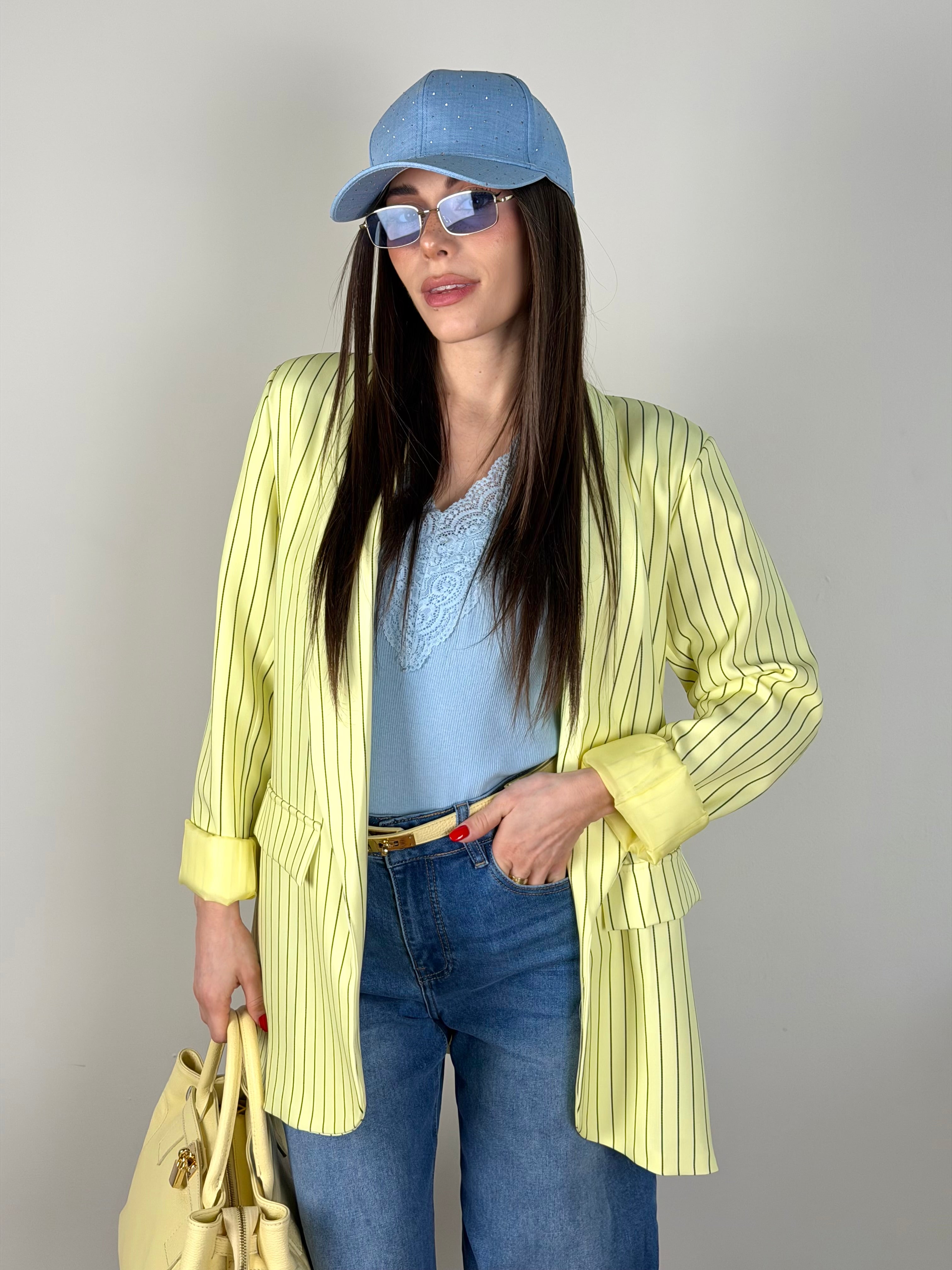 Giacca gessata gialla