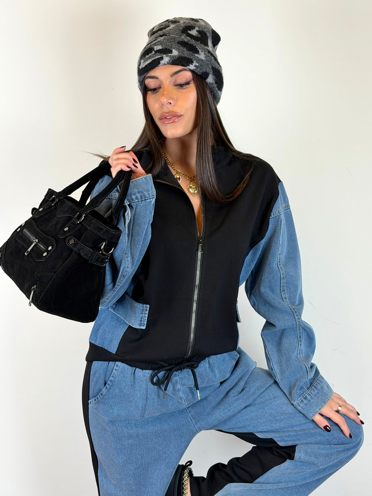 Tuta denim nera