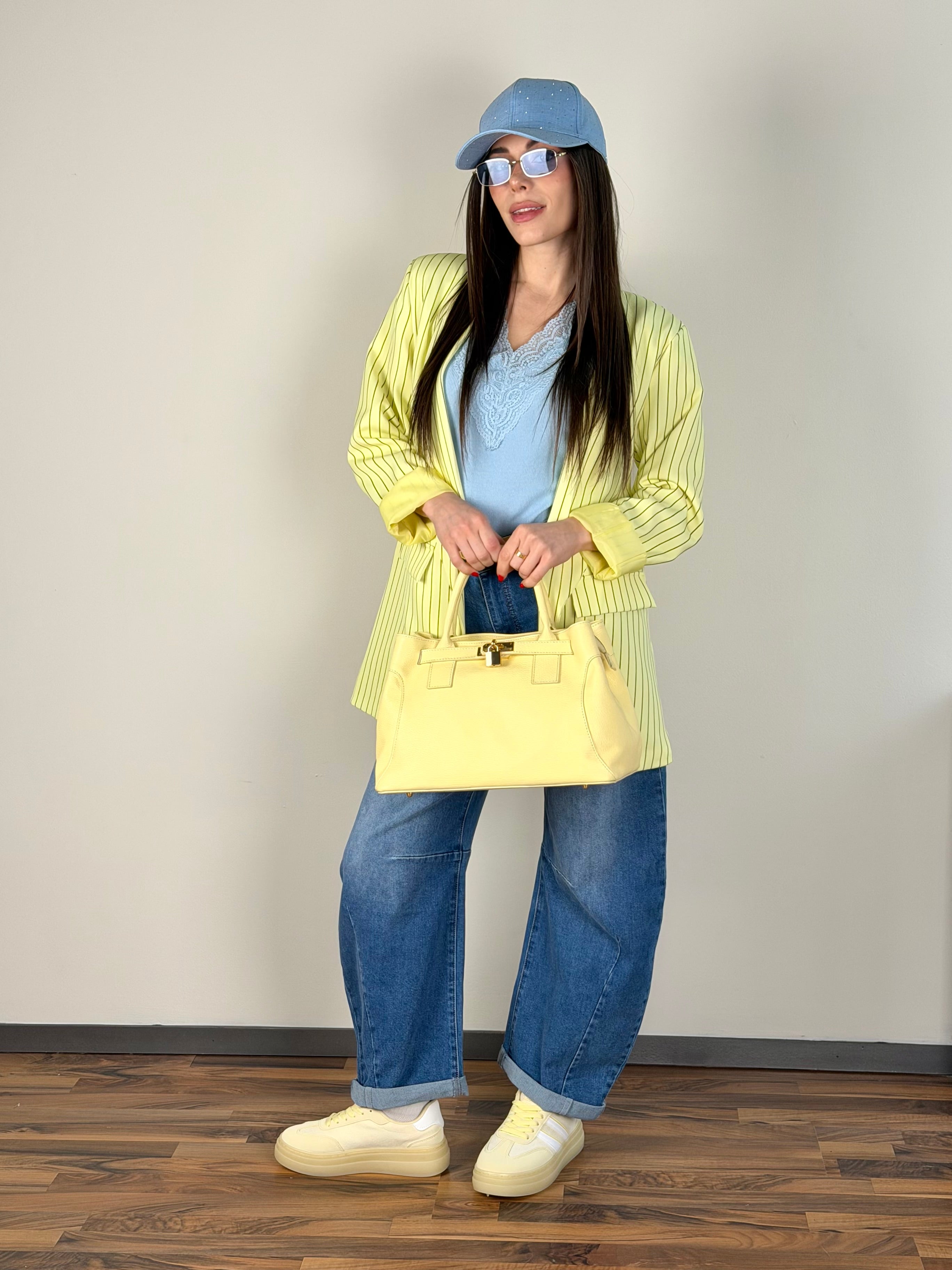 Giacca gessata gialla