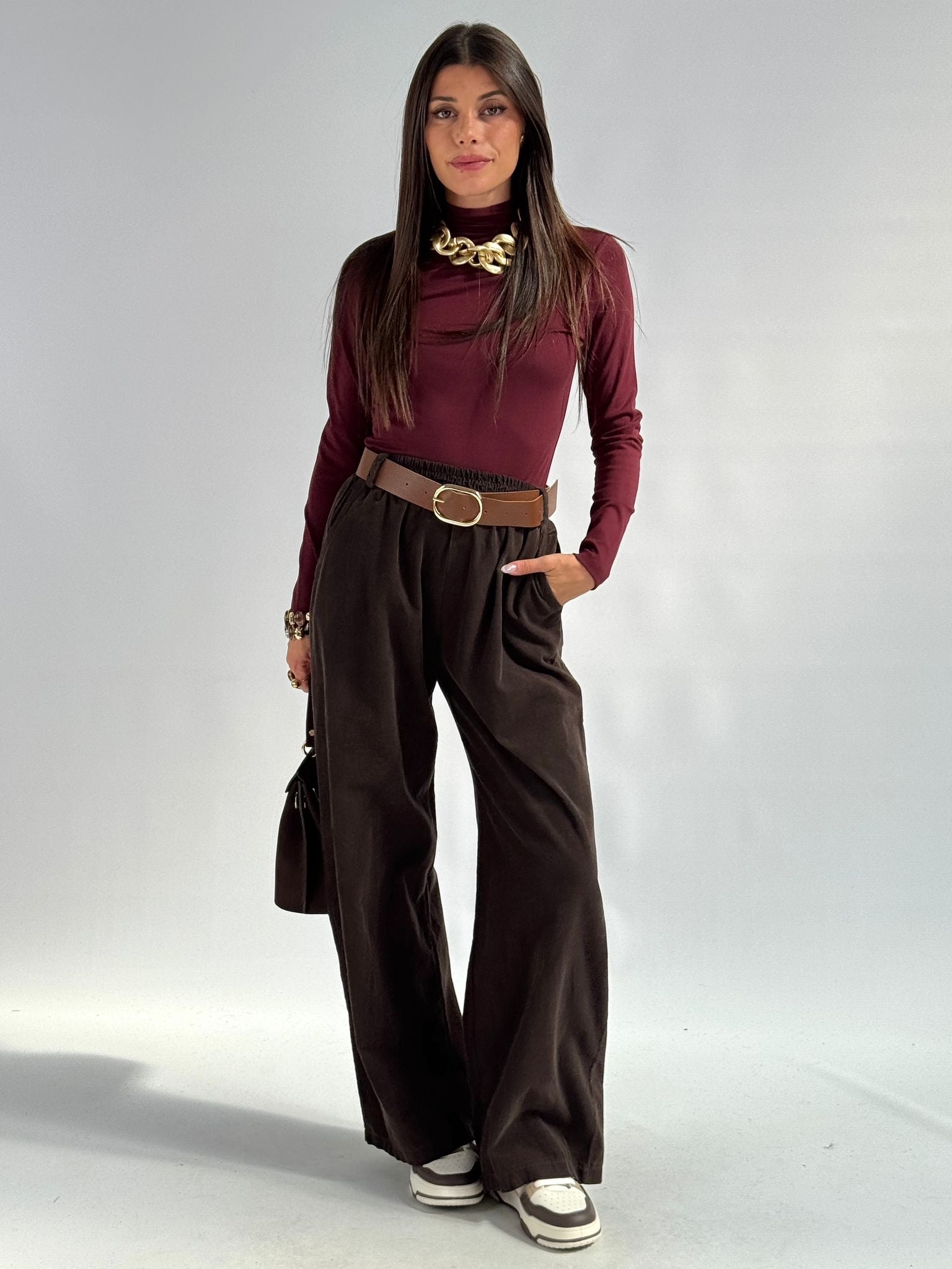 Maglia collo alto bordeaux