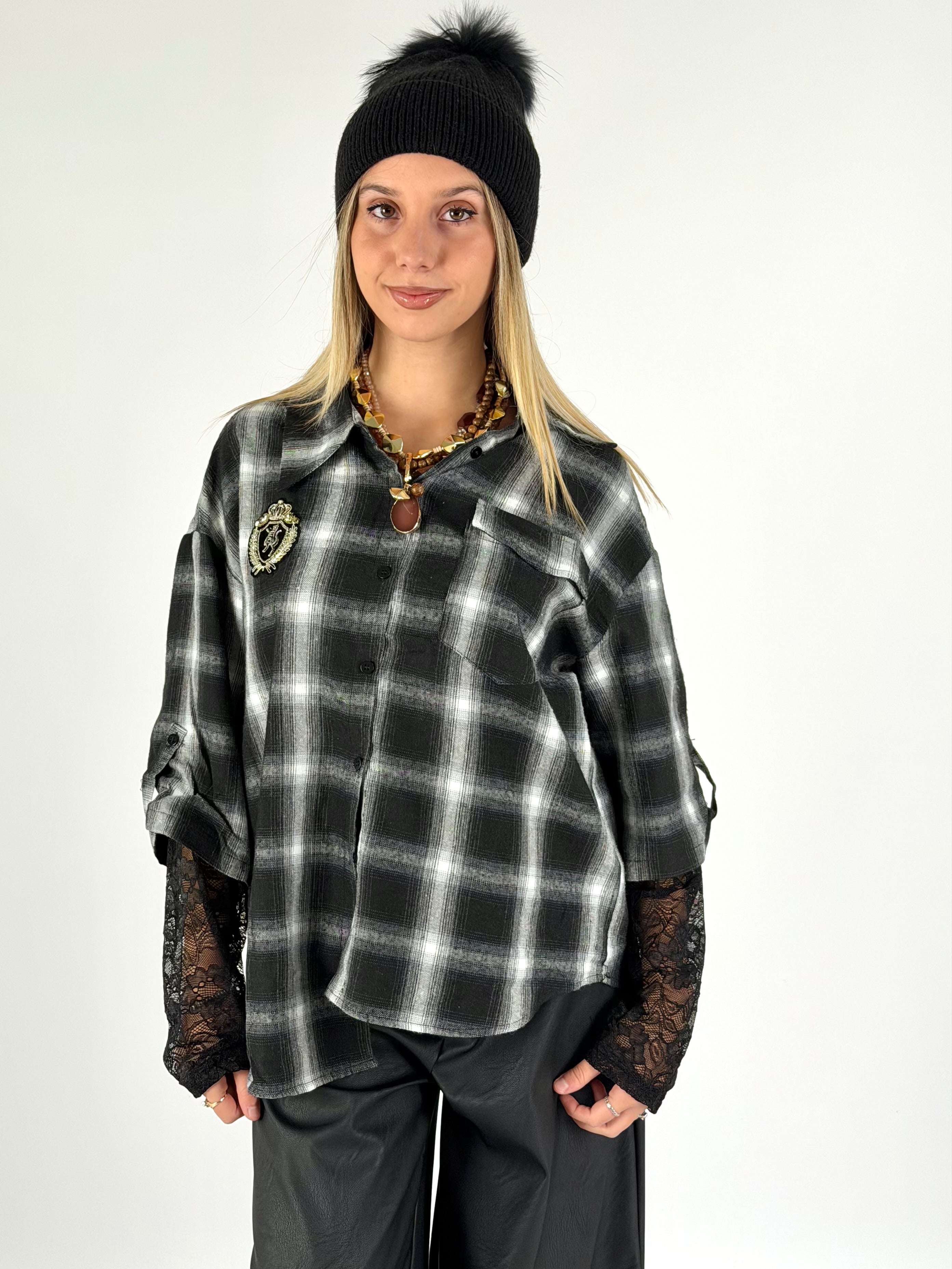 Camicia check Sally nera