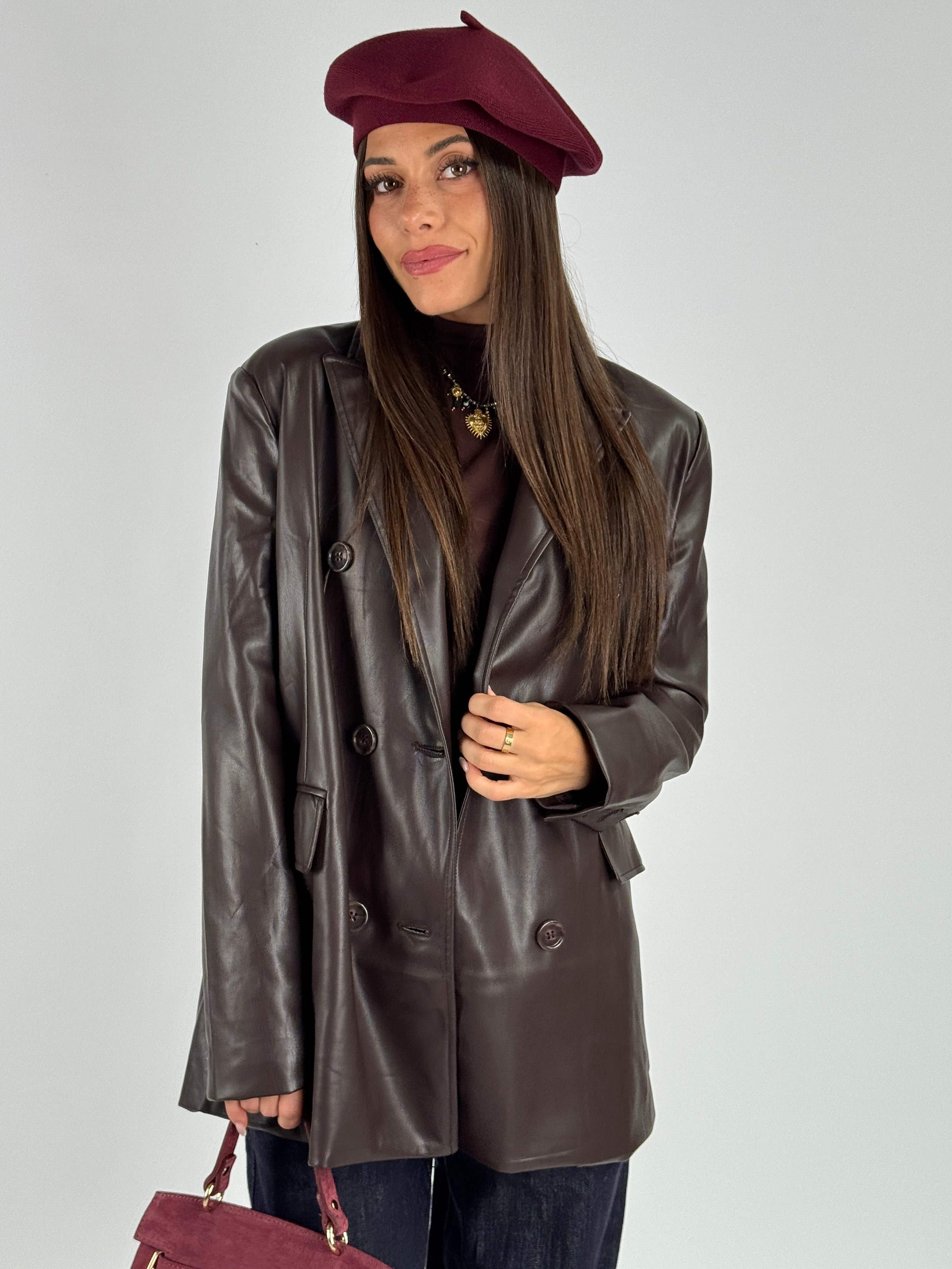 Giacca ecopelle Diana moro