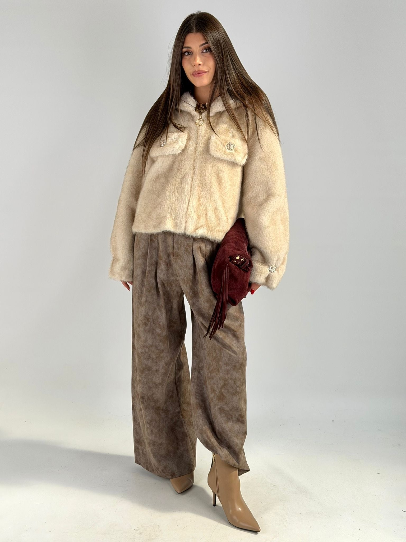 Pelliccia Bomber beige