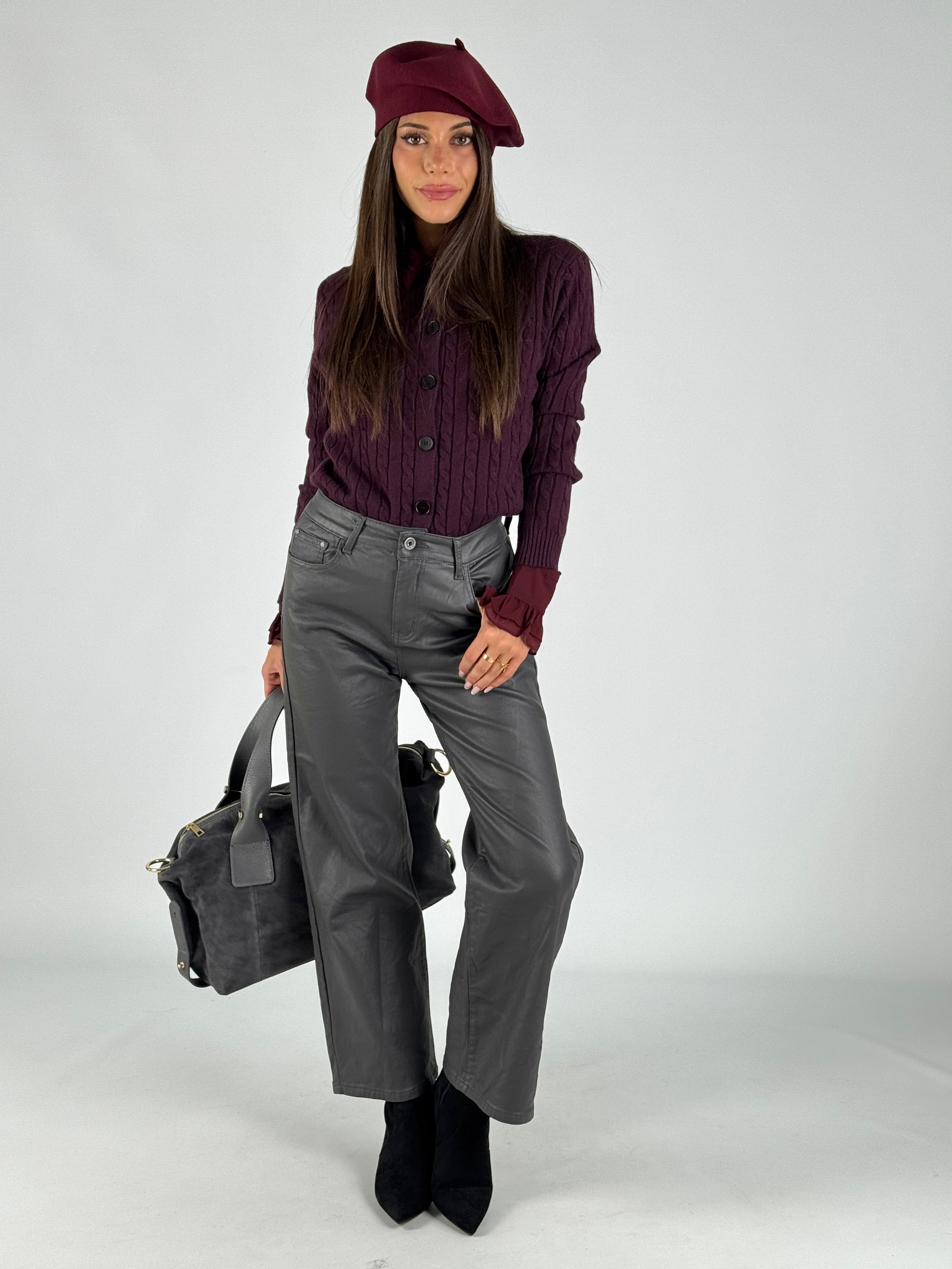 Pantalone in ecopelle Vicy grigio