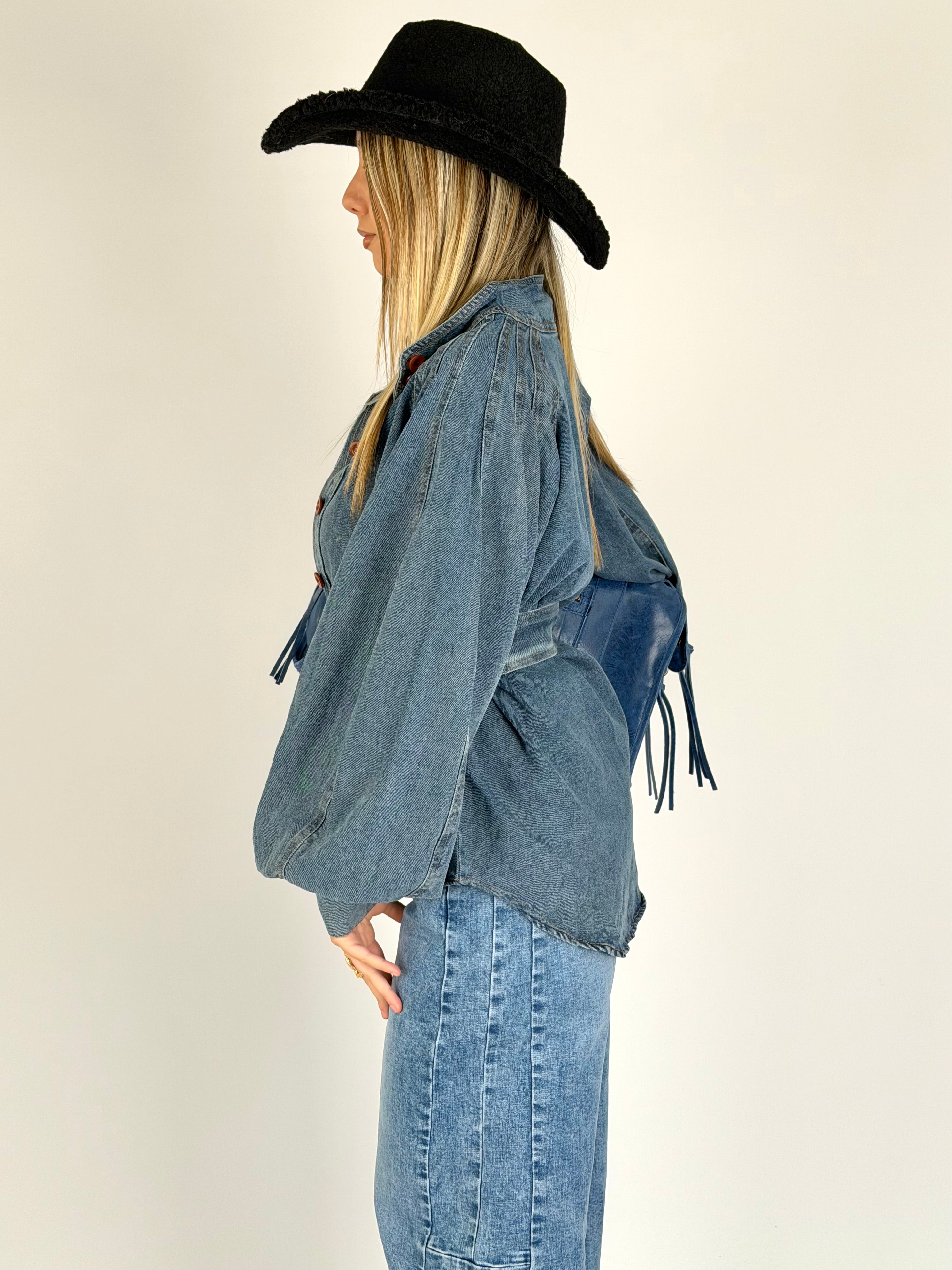 Camicia jeans con cintura