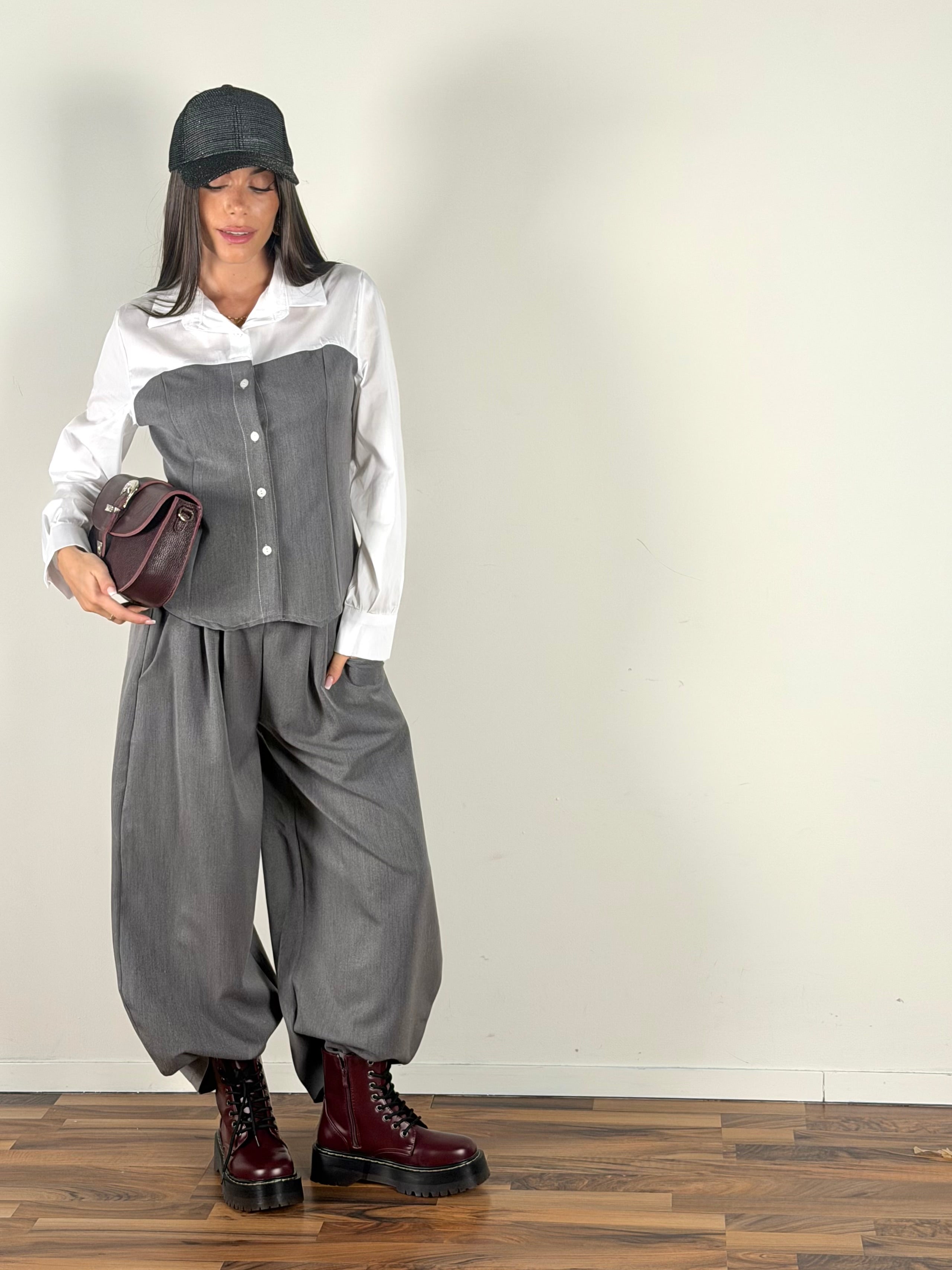 Camicia completo kiss grigio