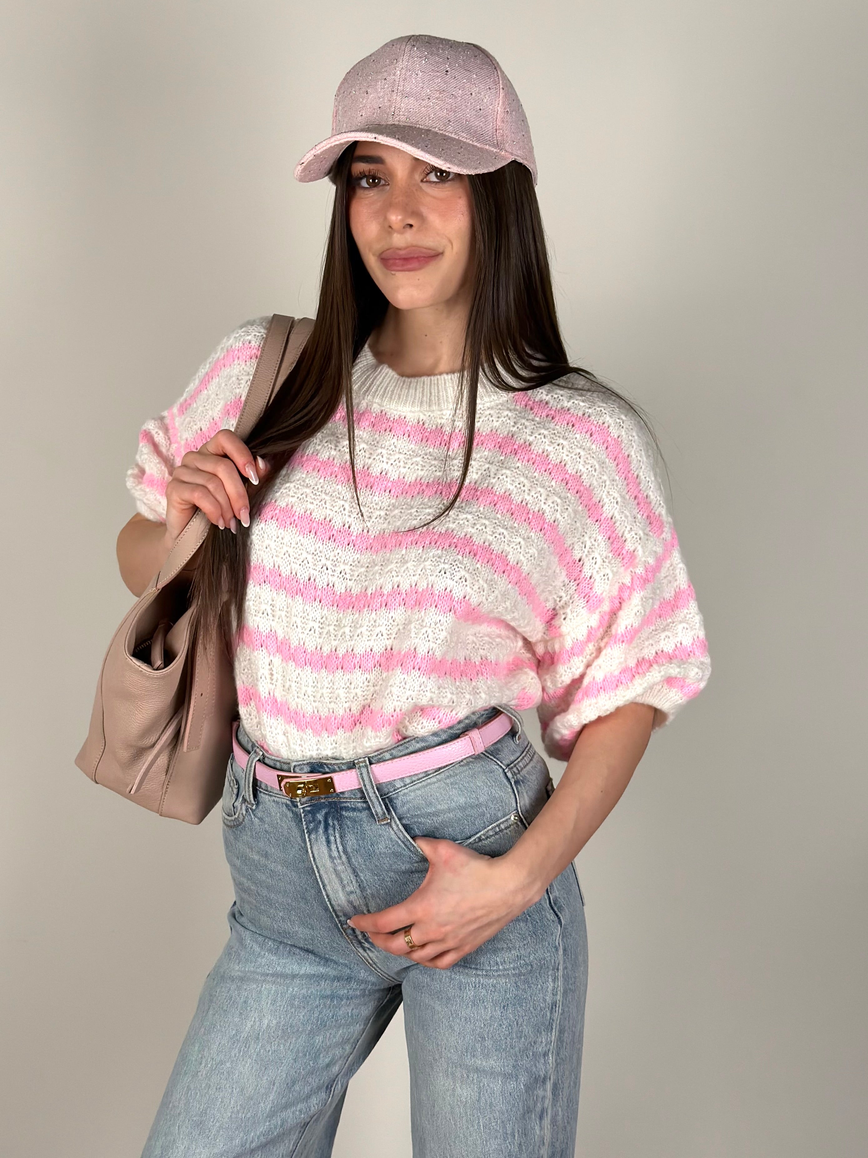 Maglia zig zag rosa