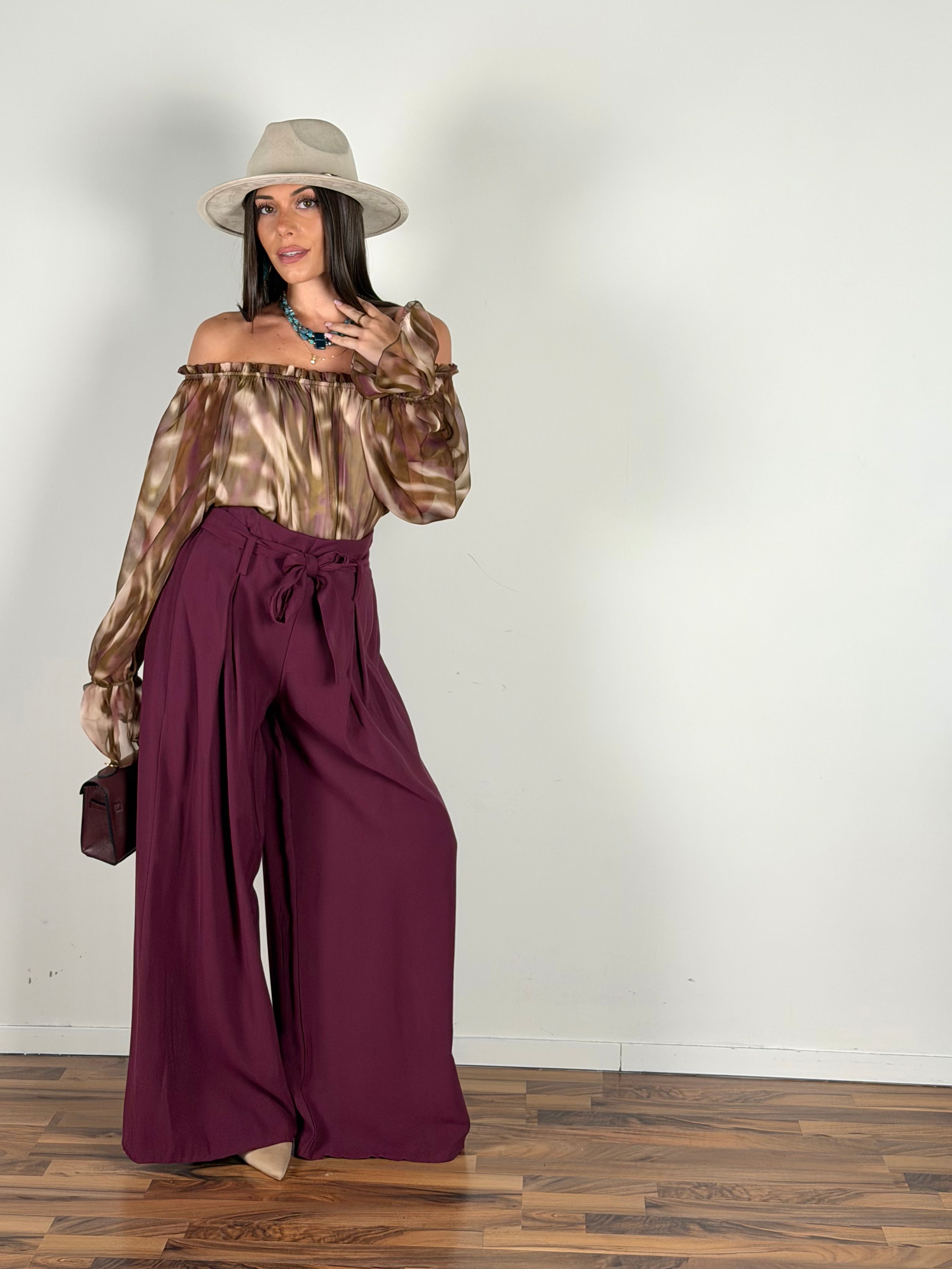 Pantalone Maxi fiocco Milly bordeaux