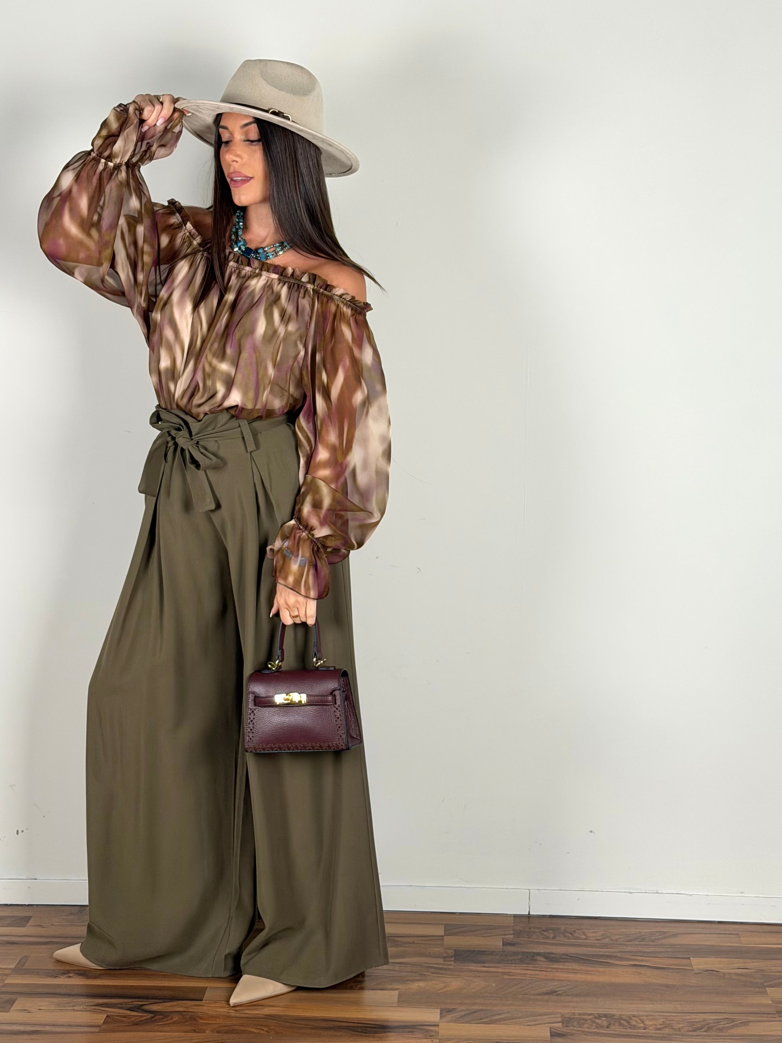 Camicia Milly verde/bordeaux