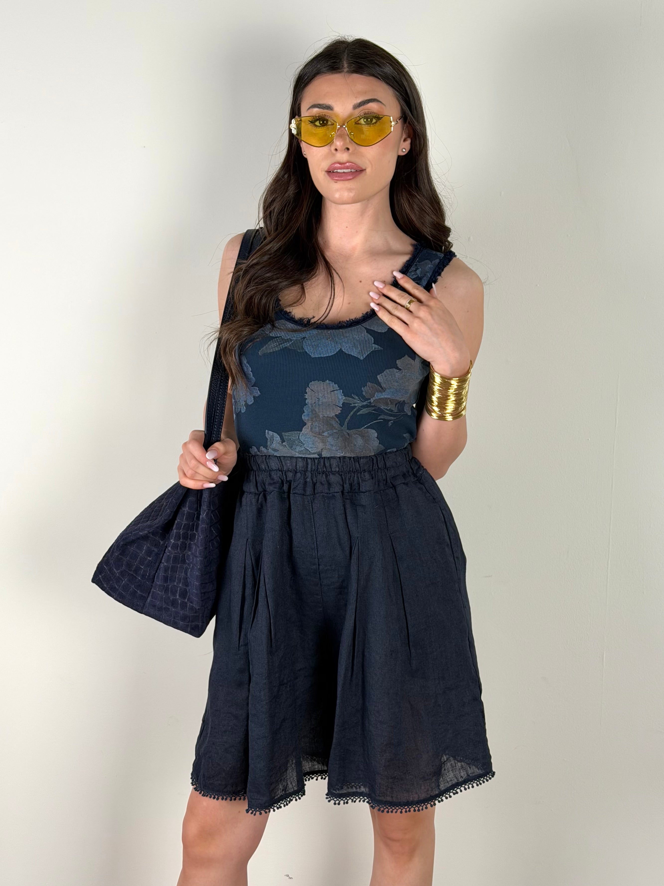 Pantalone Lino Midnight Chic blu