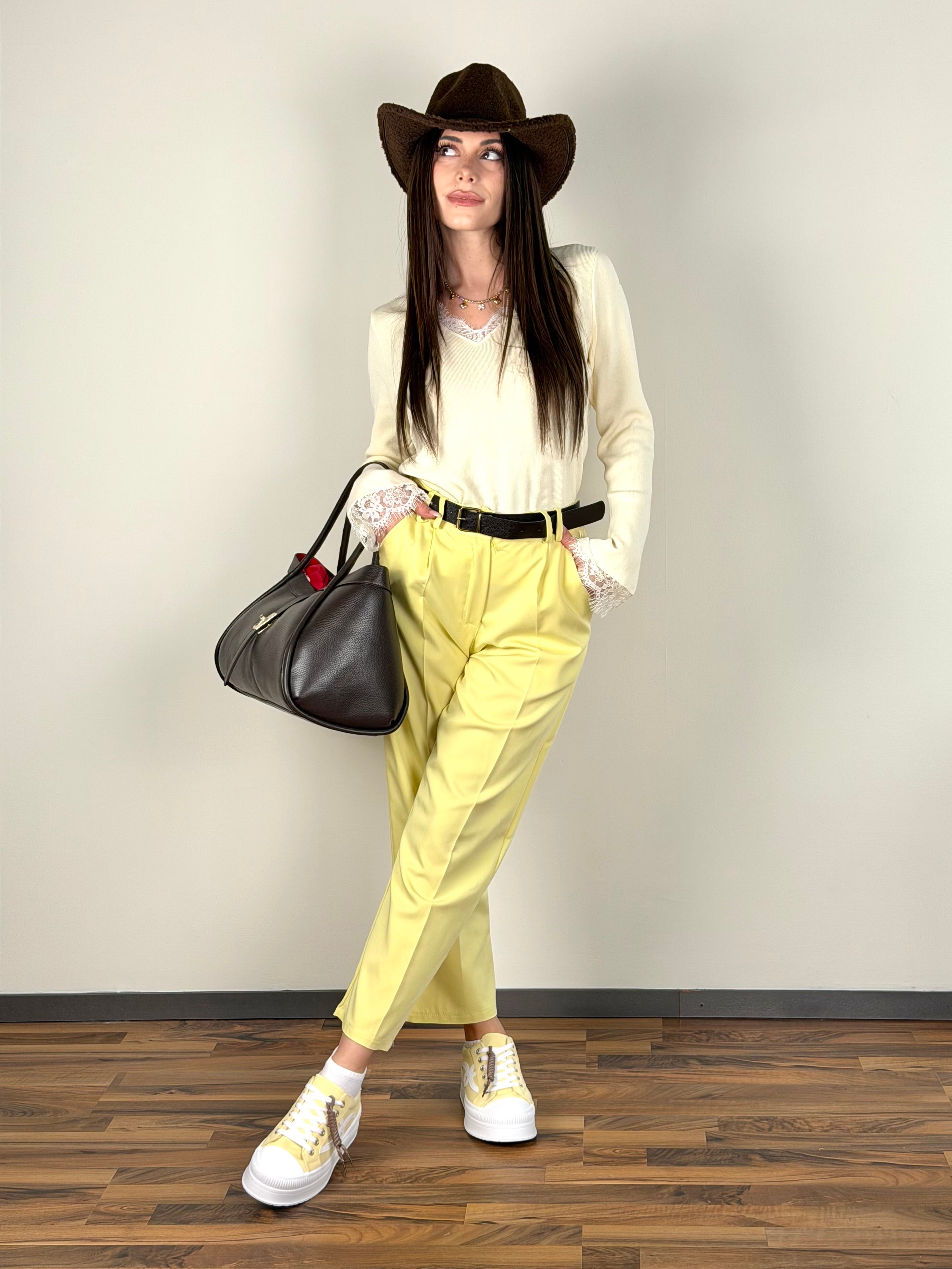 Maglia Celine beige scollo V