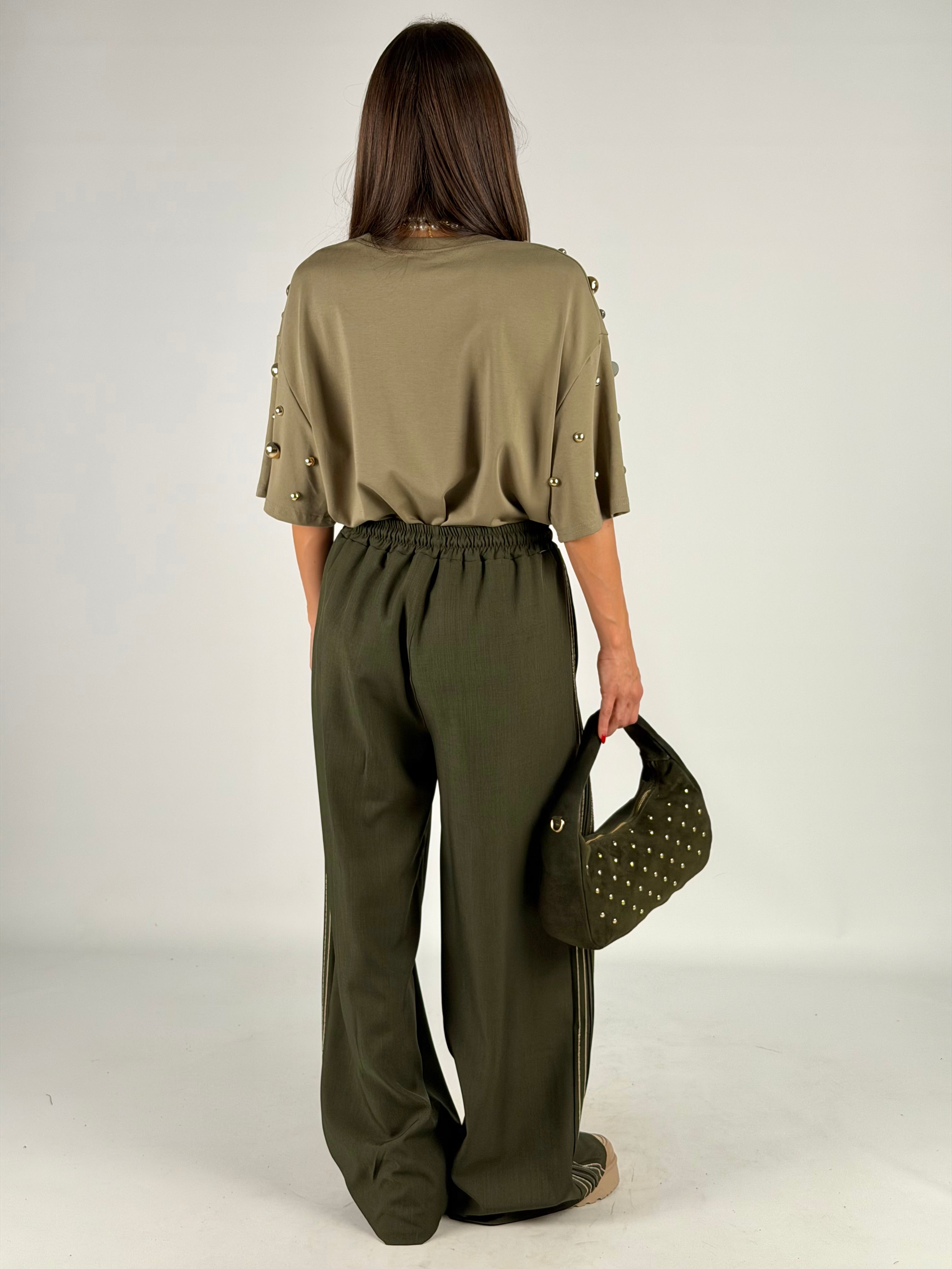 Pantalone righe verde