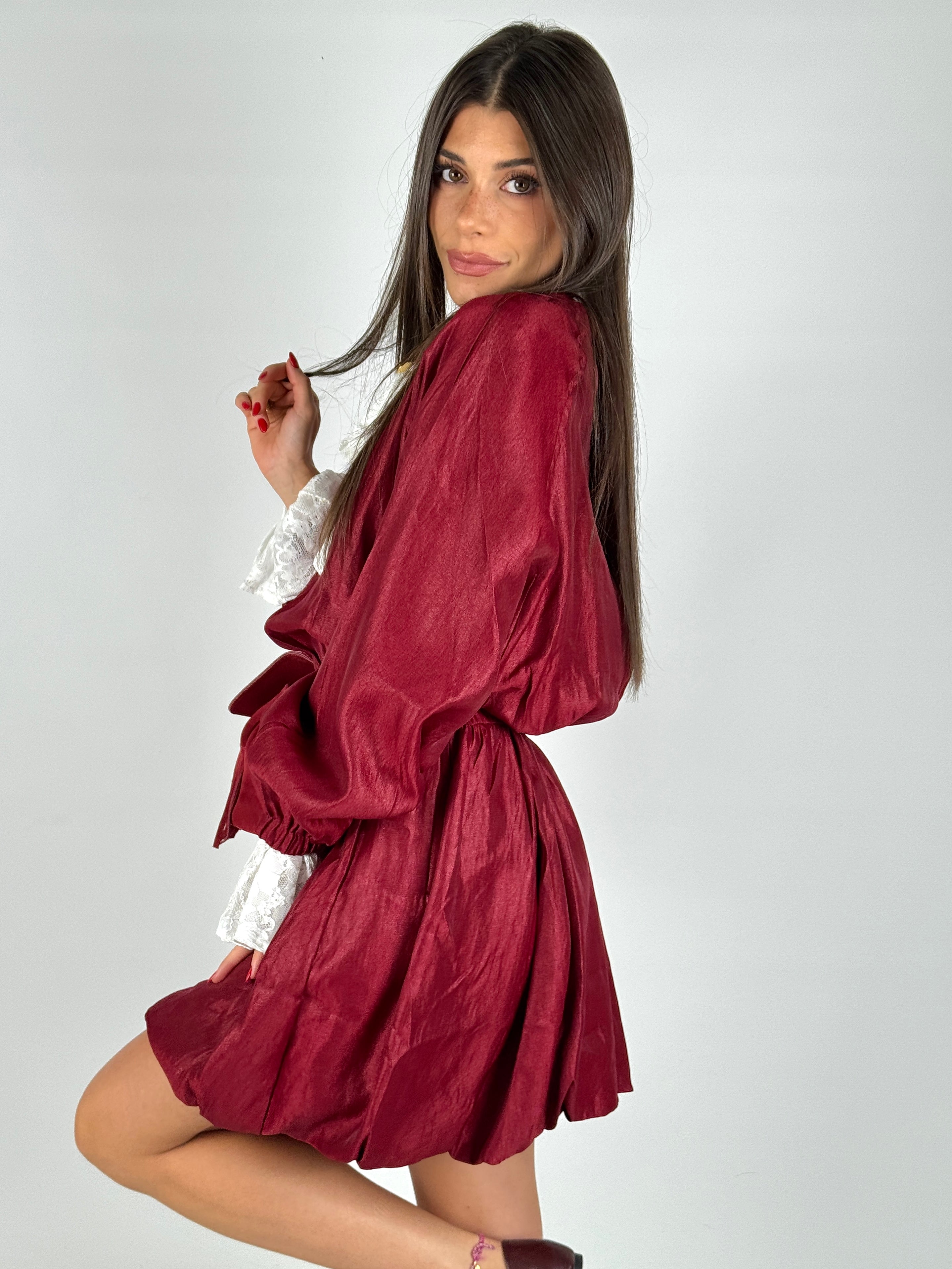 Abito a palloncino bordeaux