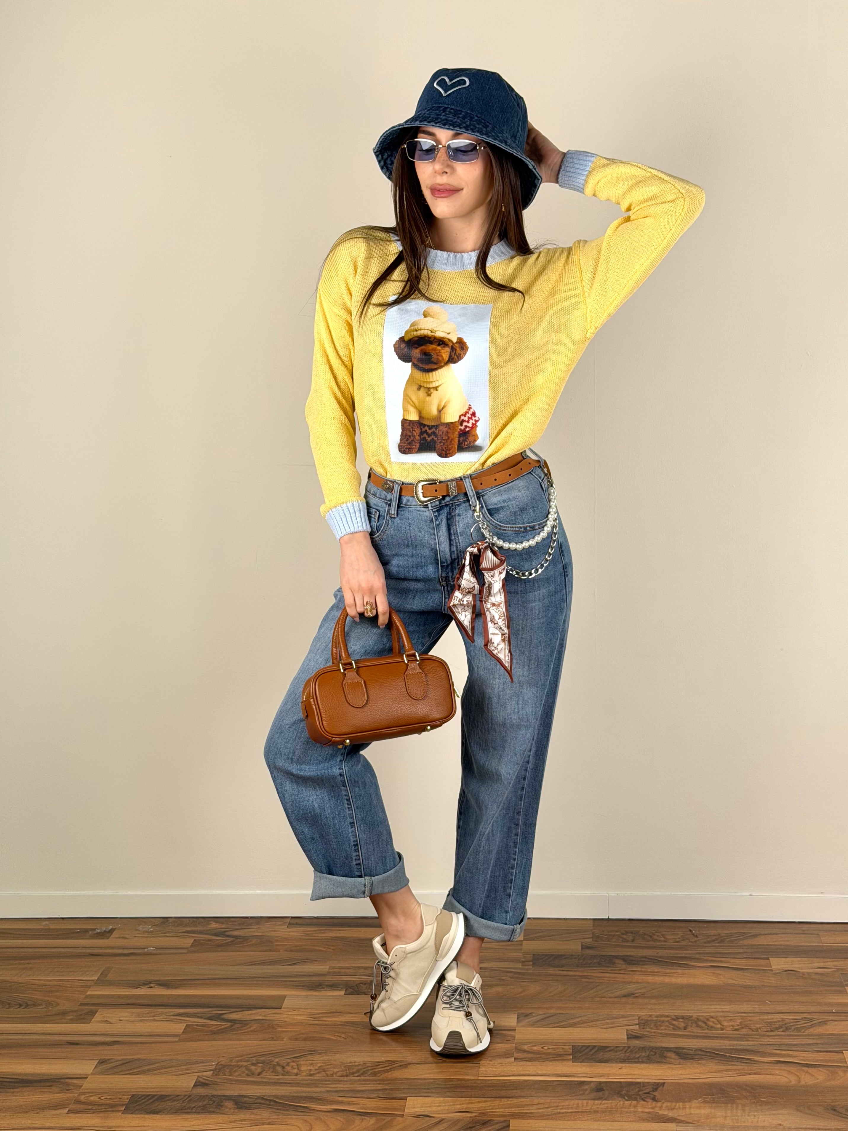 Jeans perle e foulard