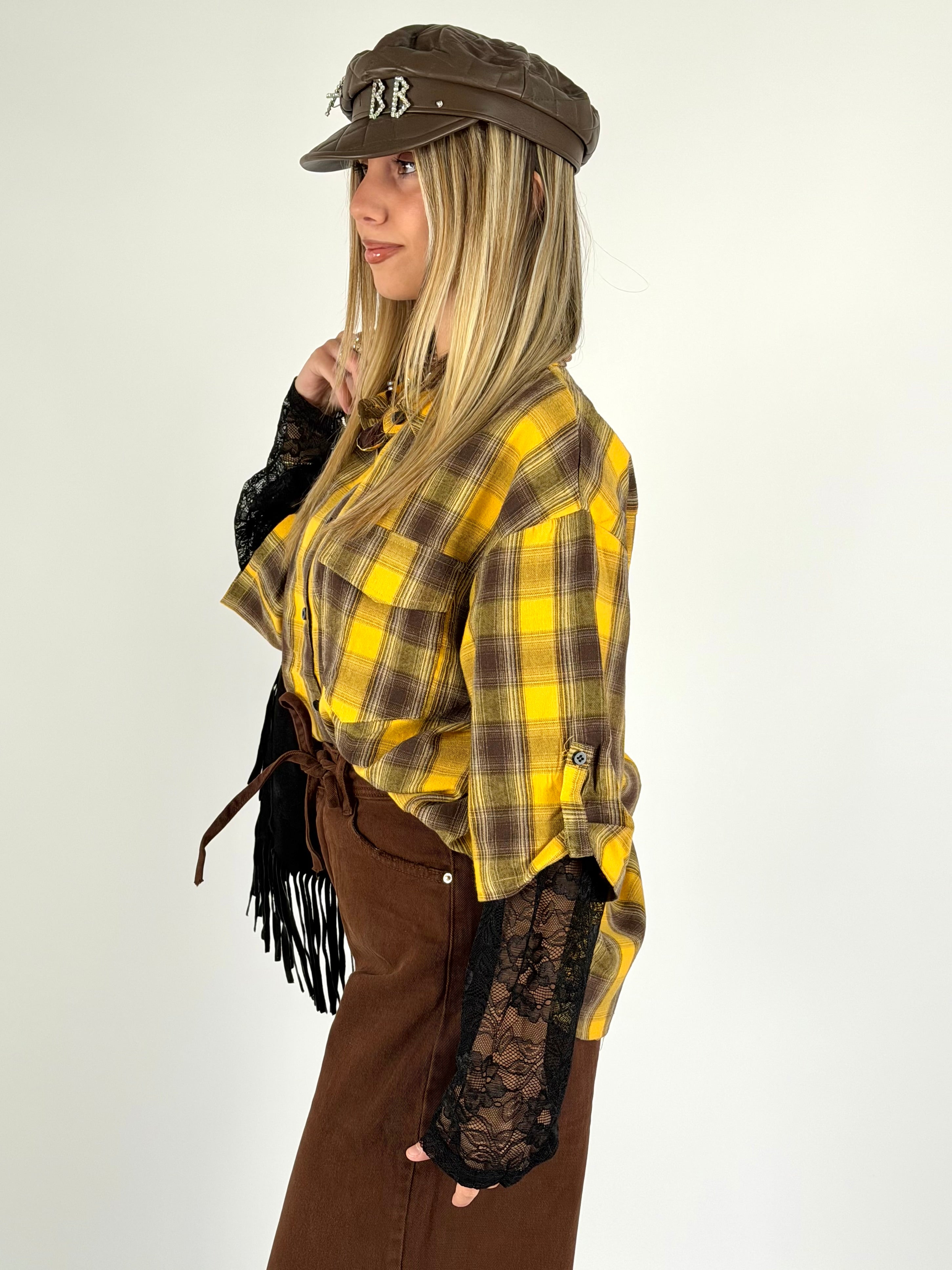 Camicia check Sally gialla