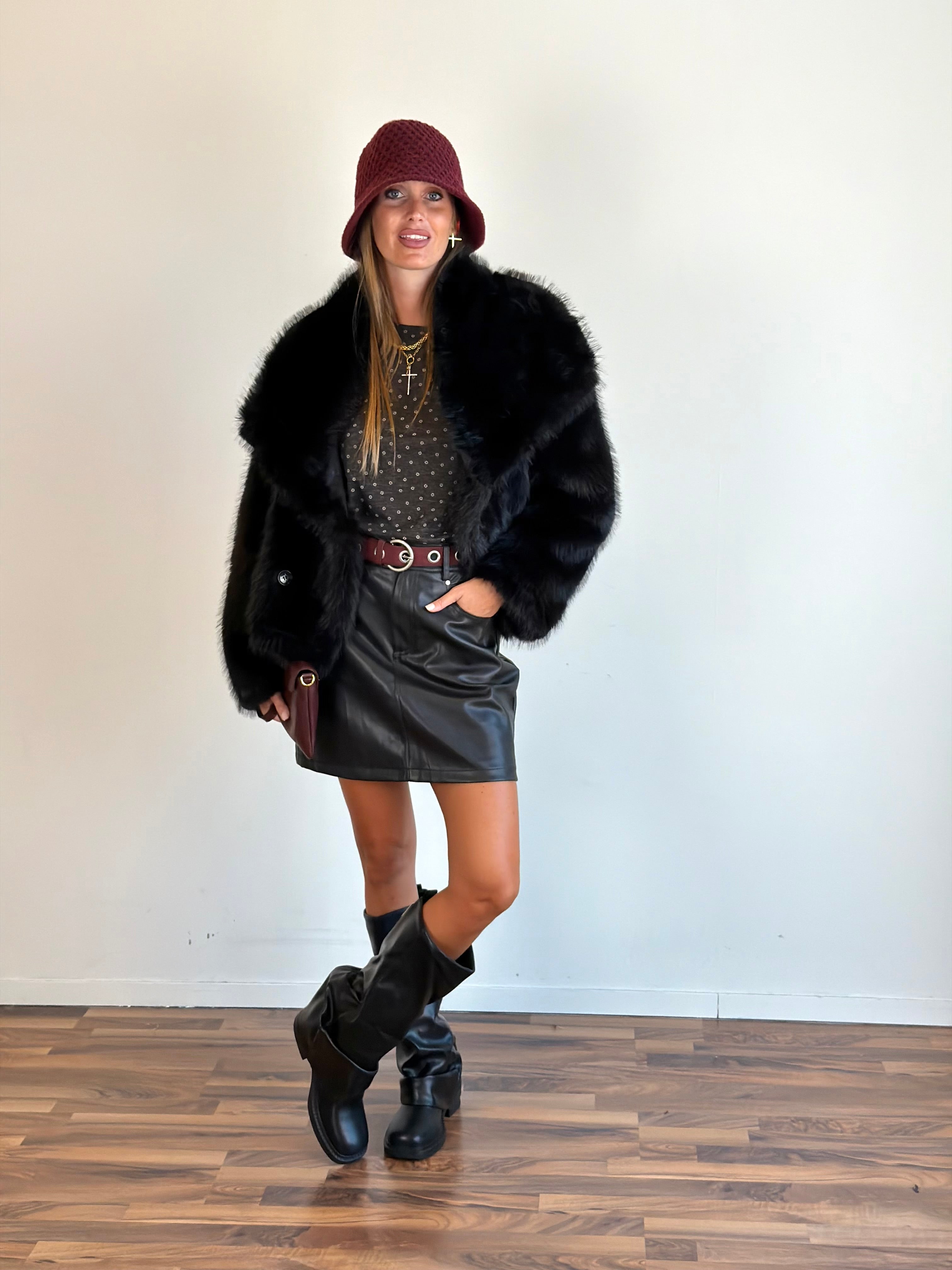 Pelliccia reversibile Jacqueline nero