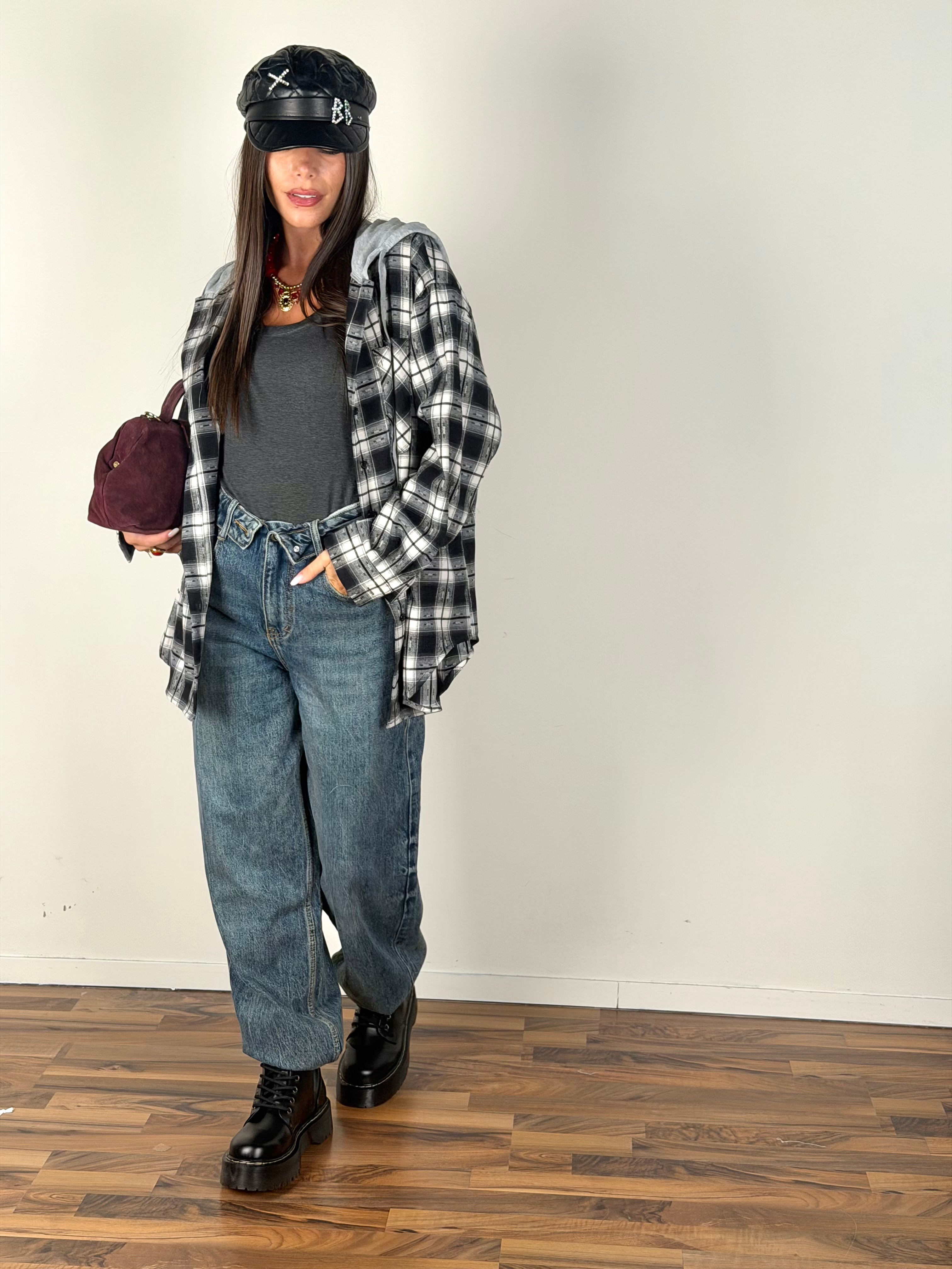 Camicia Check Street nero