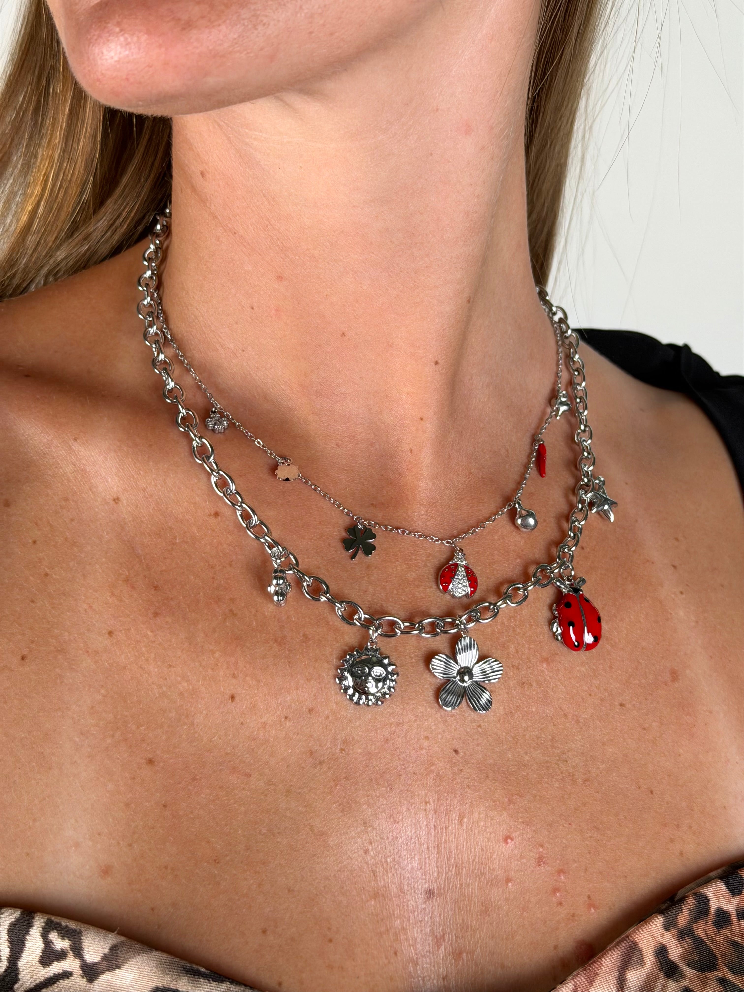 Collana coccinella- collezione PORTAFORTUNA - 2 colori