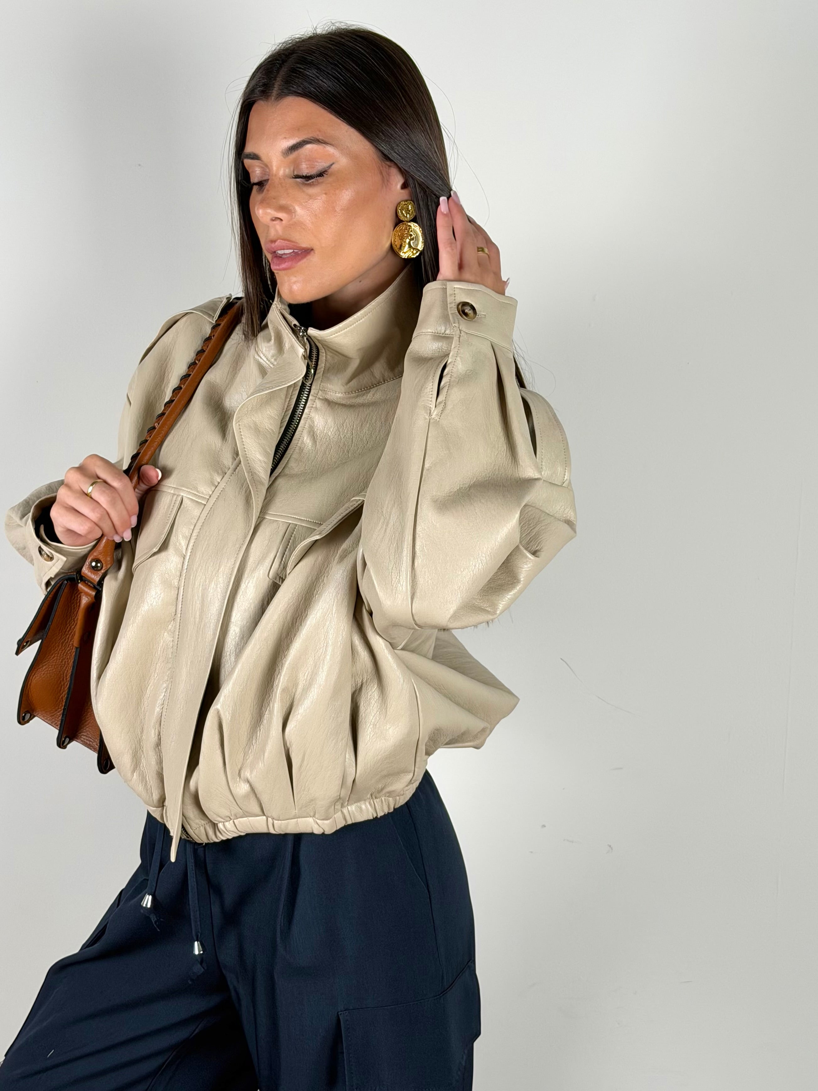 Bomber ecopelle Luna beige
