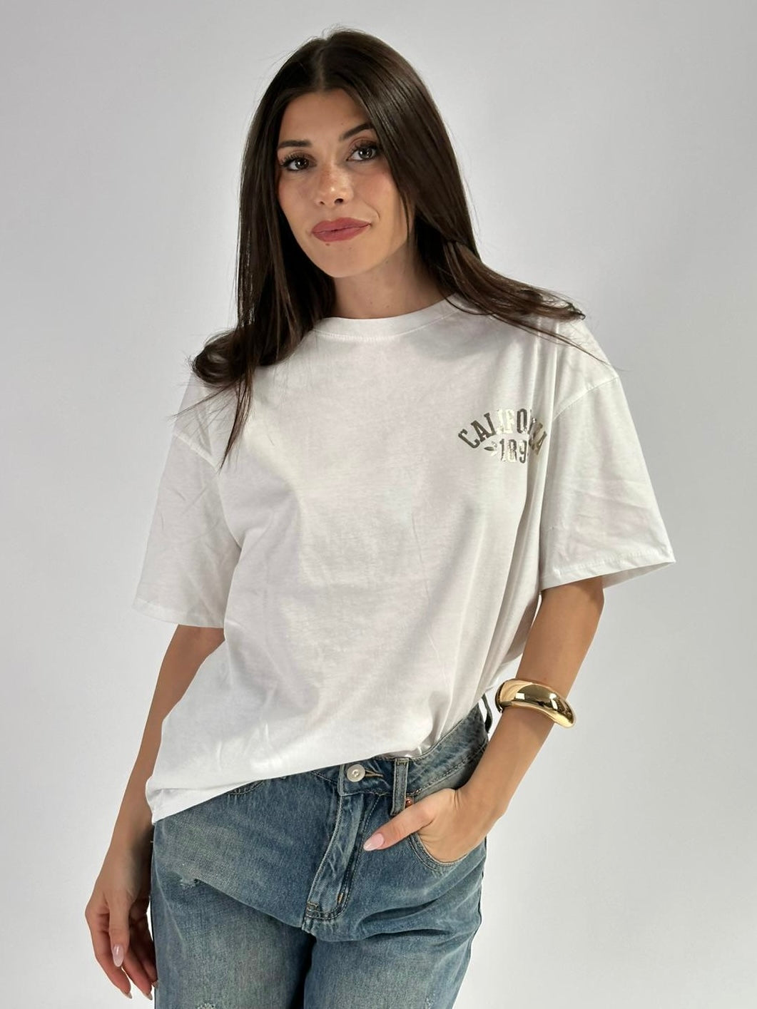 T-shirt premium 100% cotone California bianca