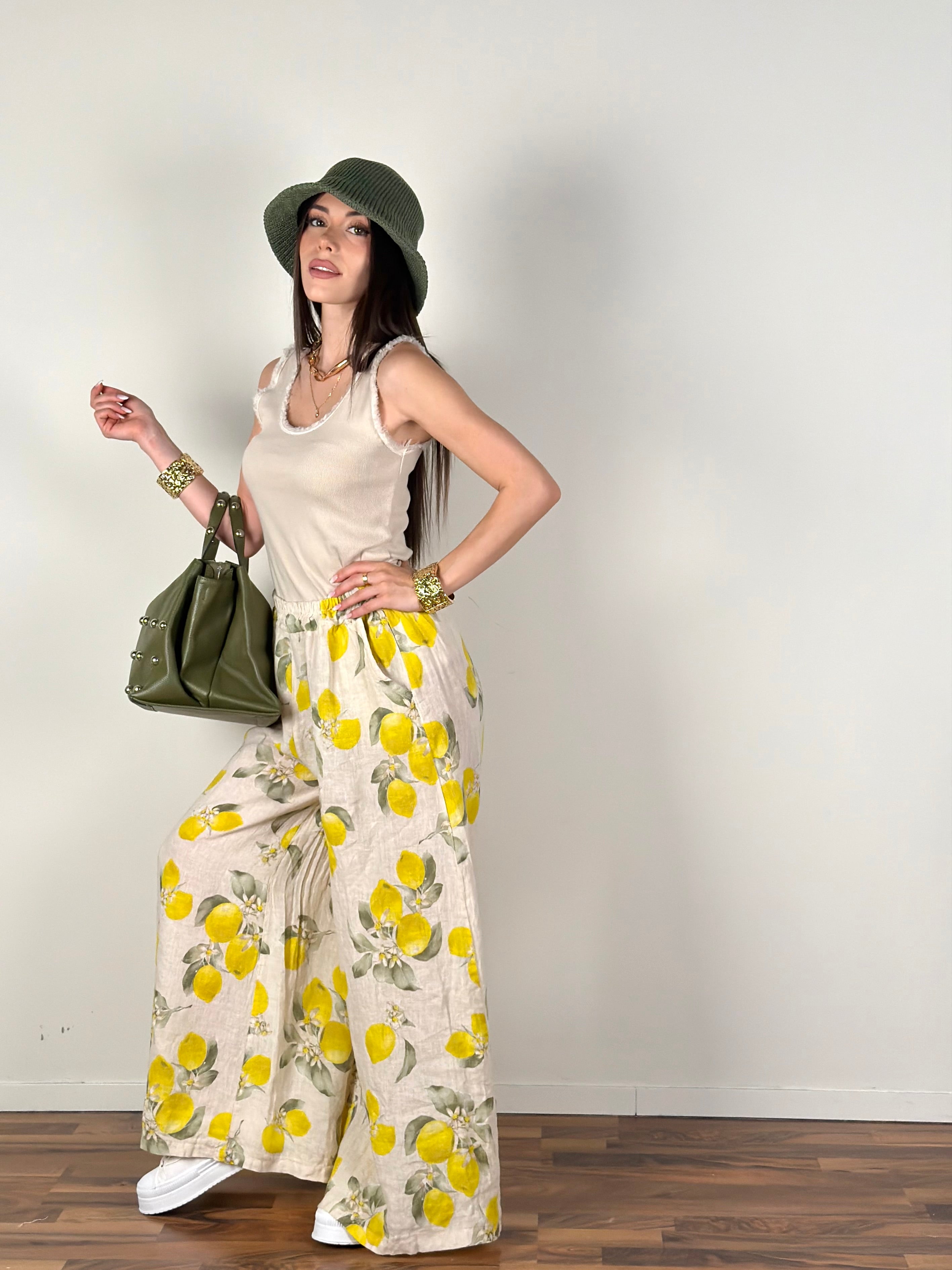 Top Sfrangiato beige