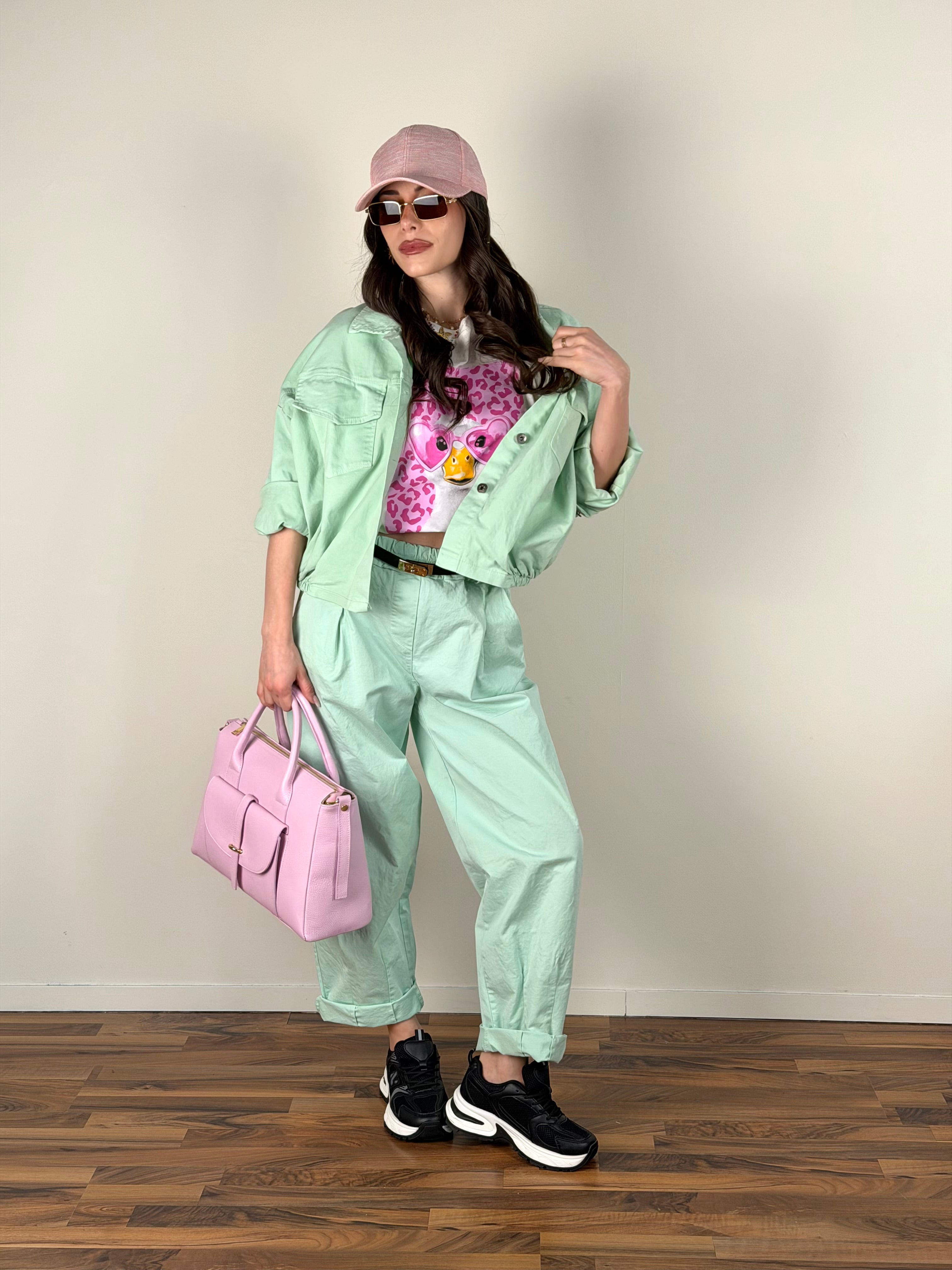 Giubbino jeans Carmen verde acqua