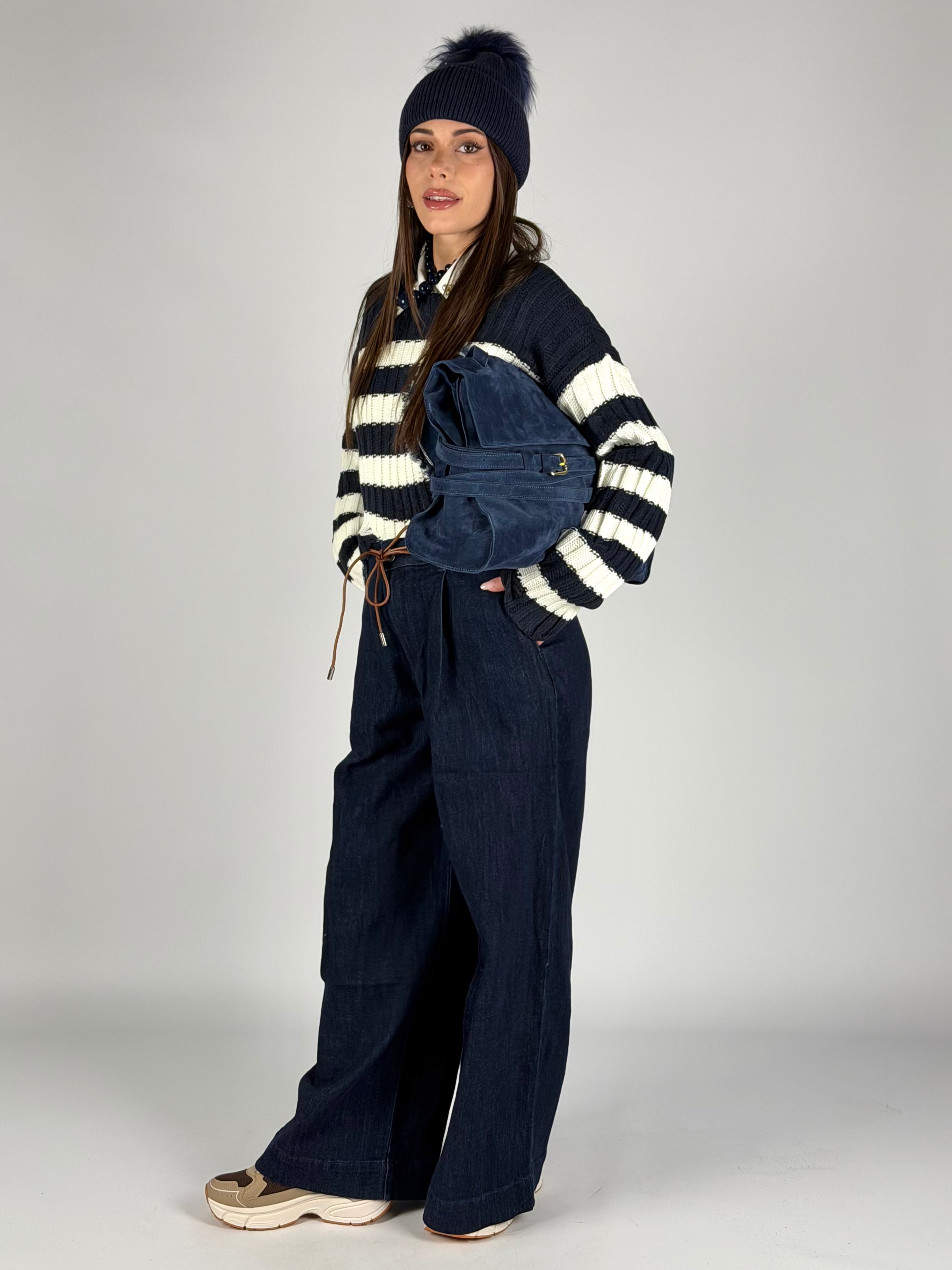 Maglia cuore denim blu