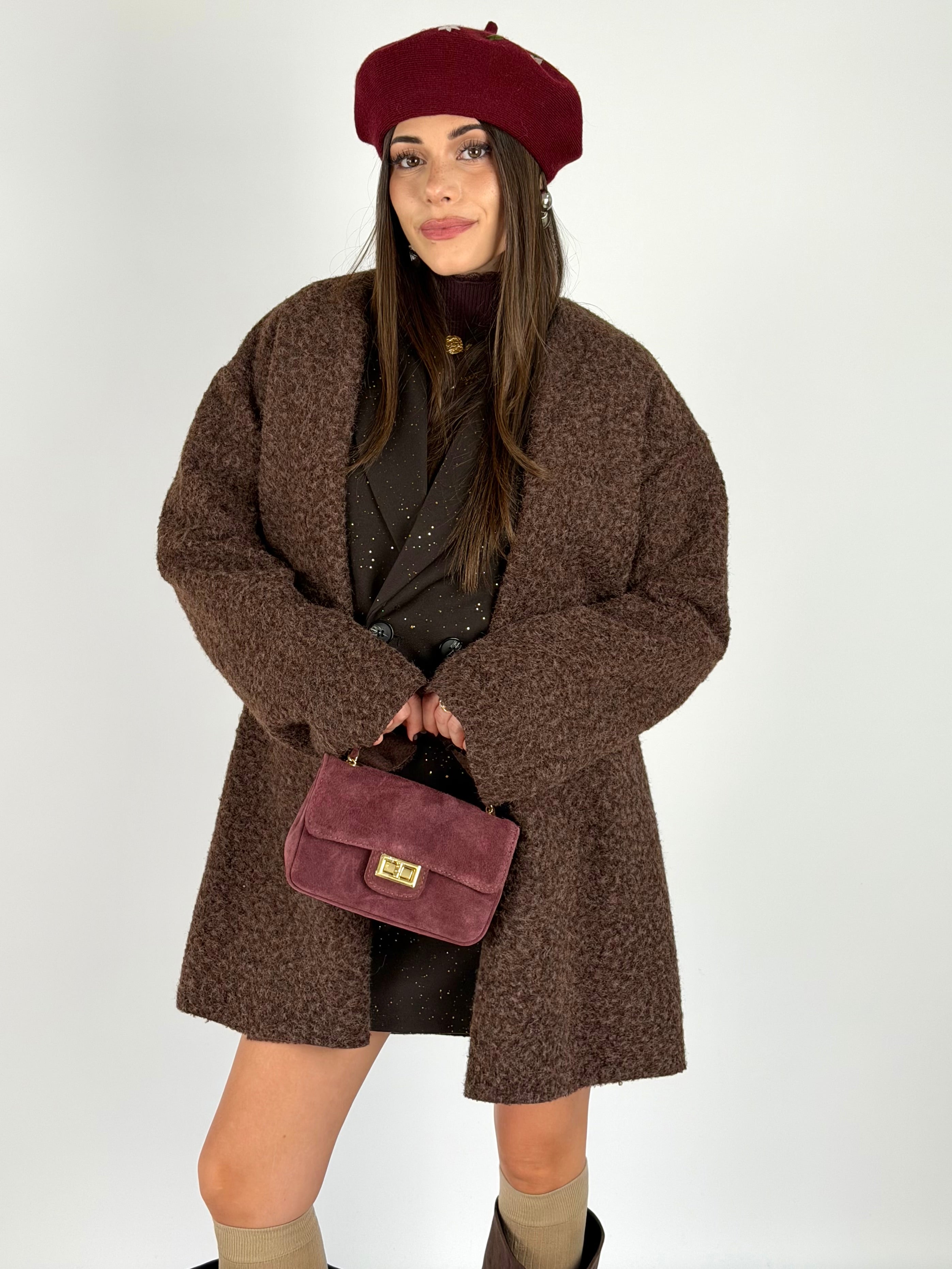 Cappotto bottoni gioiello moro