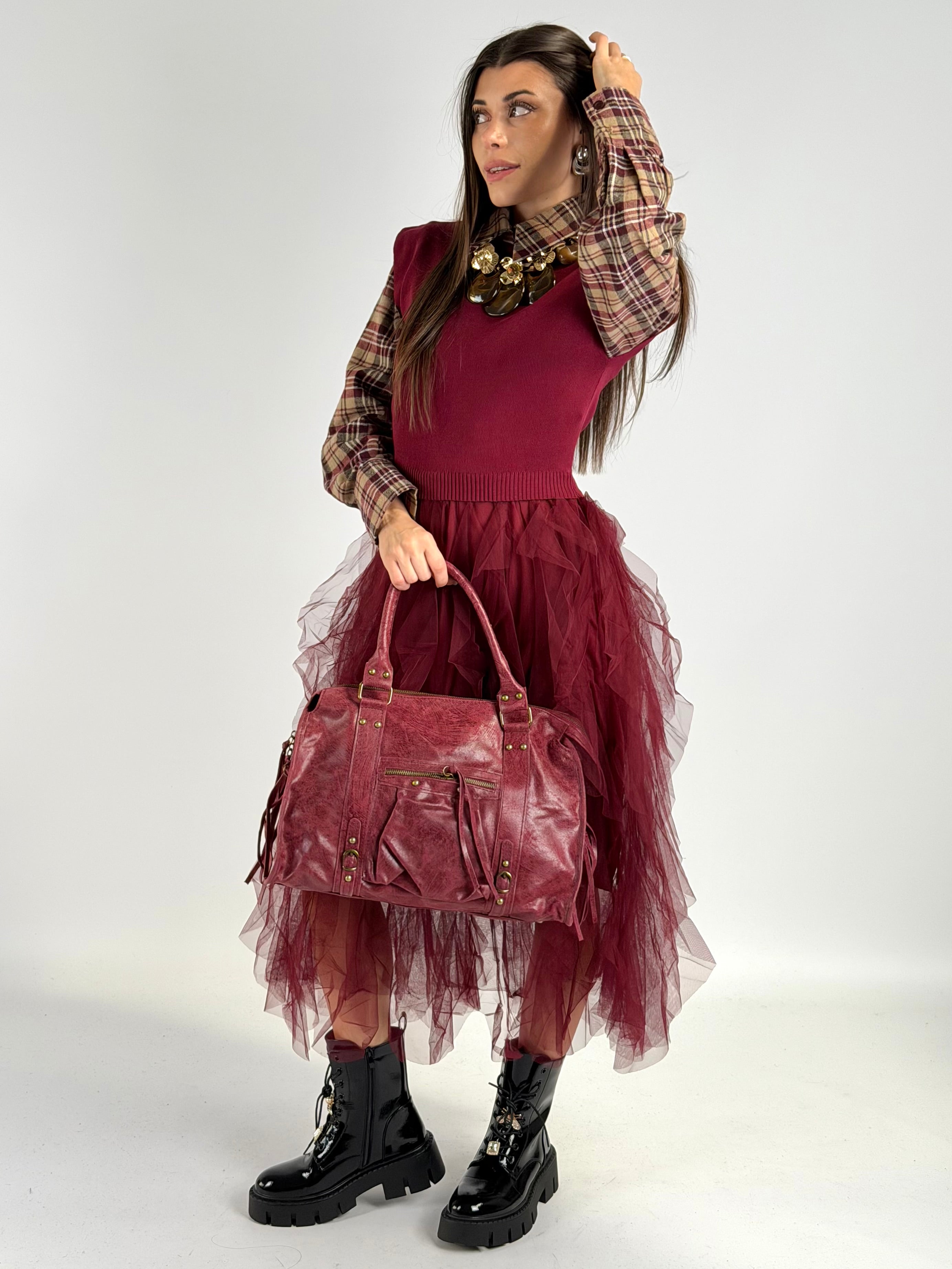 Abito tulle bordeaux