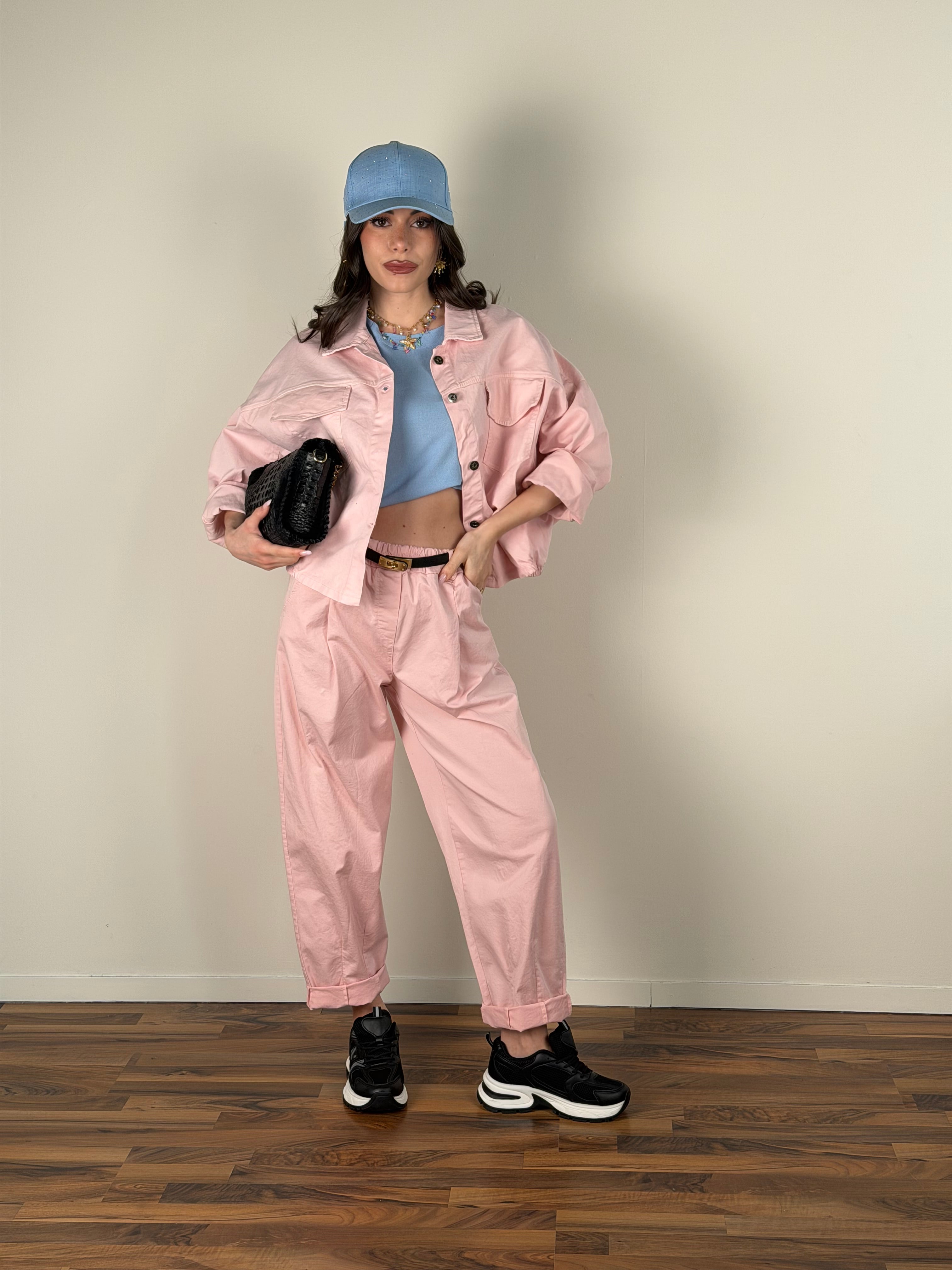 Giubbino jeans Carmen rosa
