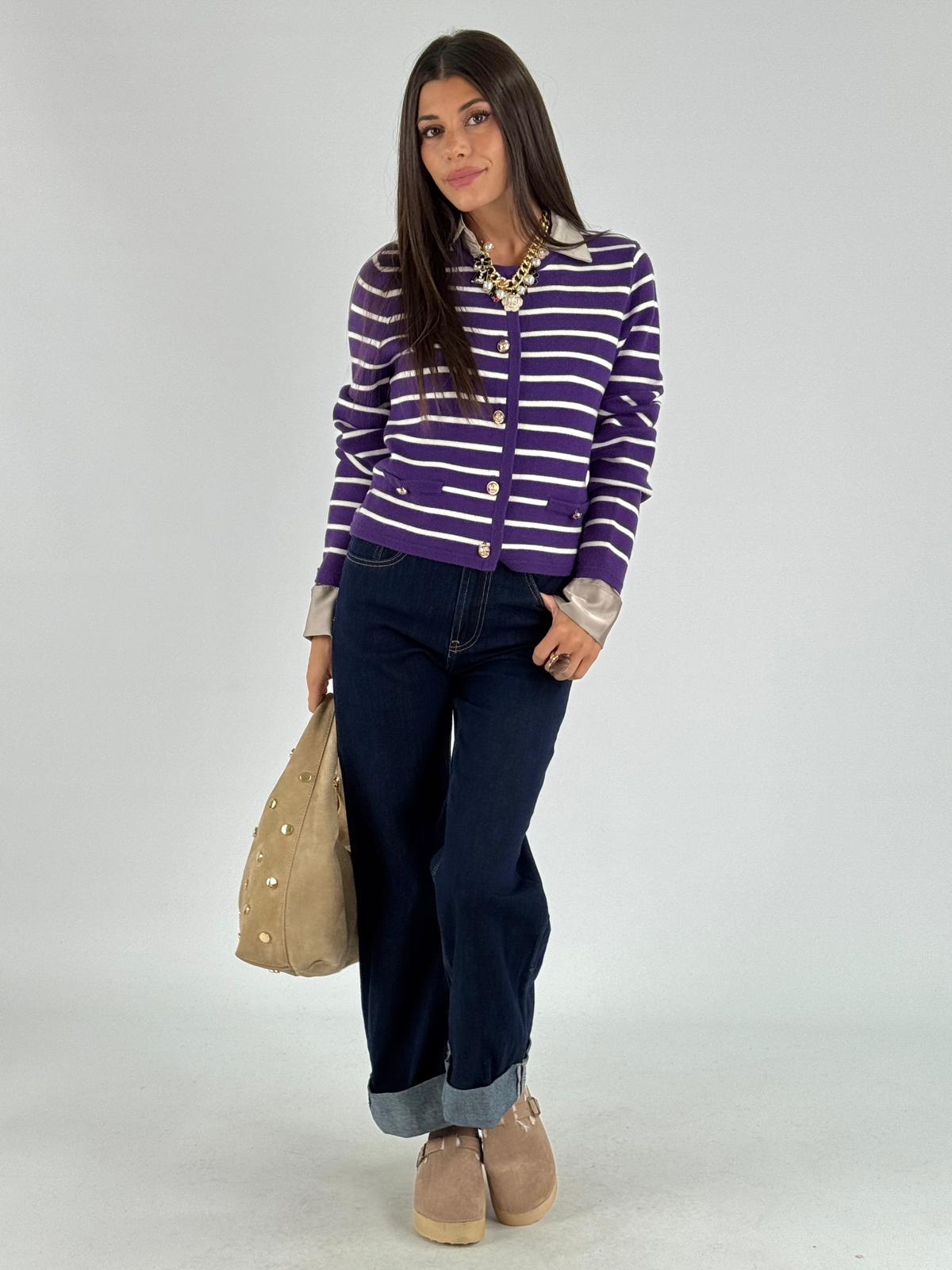 Maglioncino righe viola