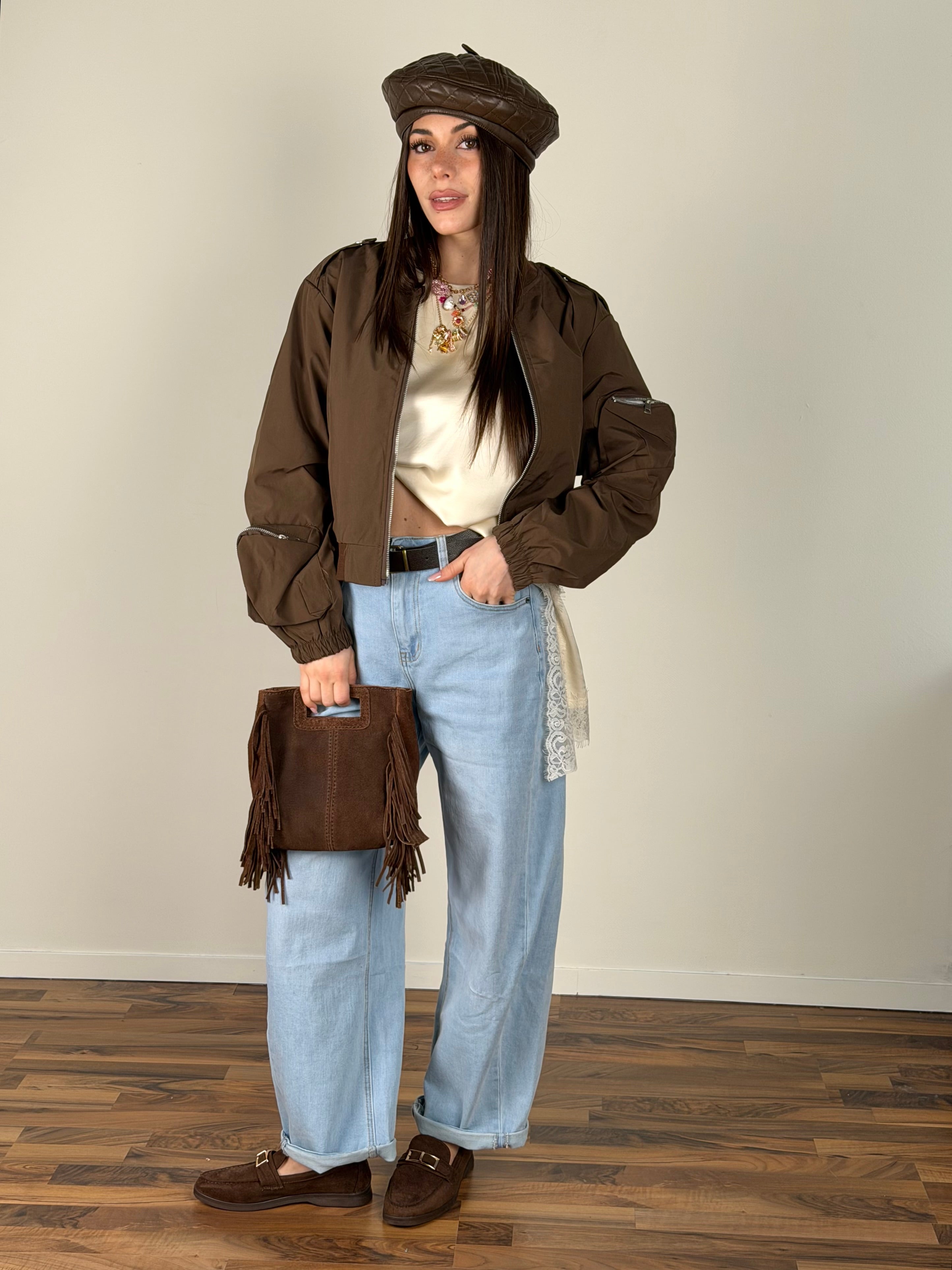 Maglia trasversale beige