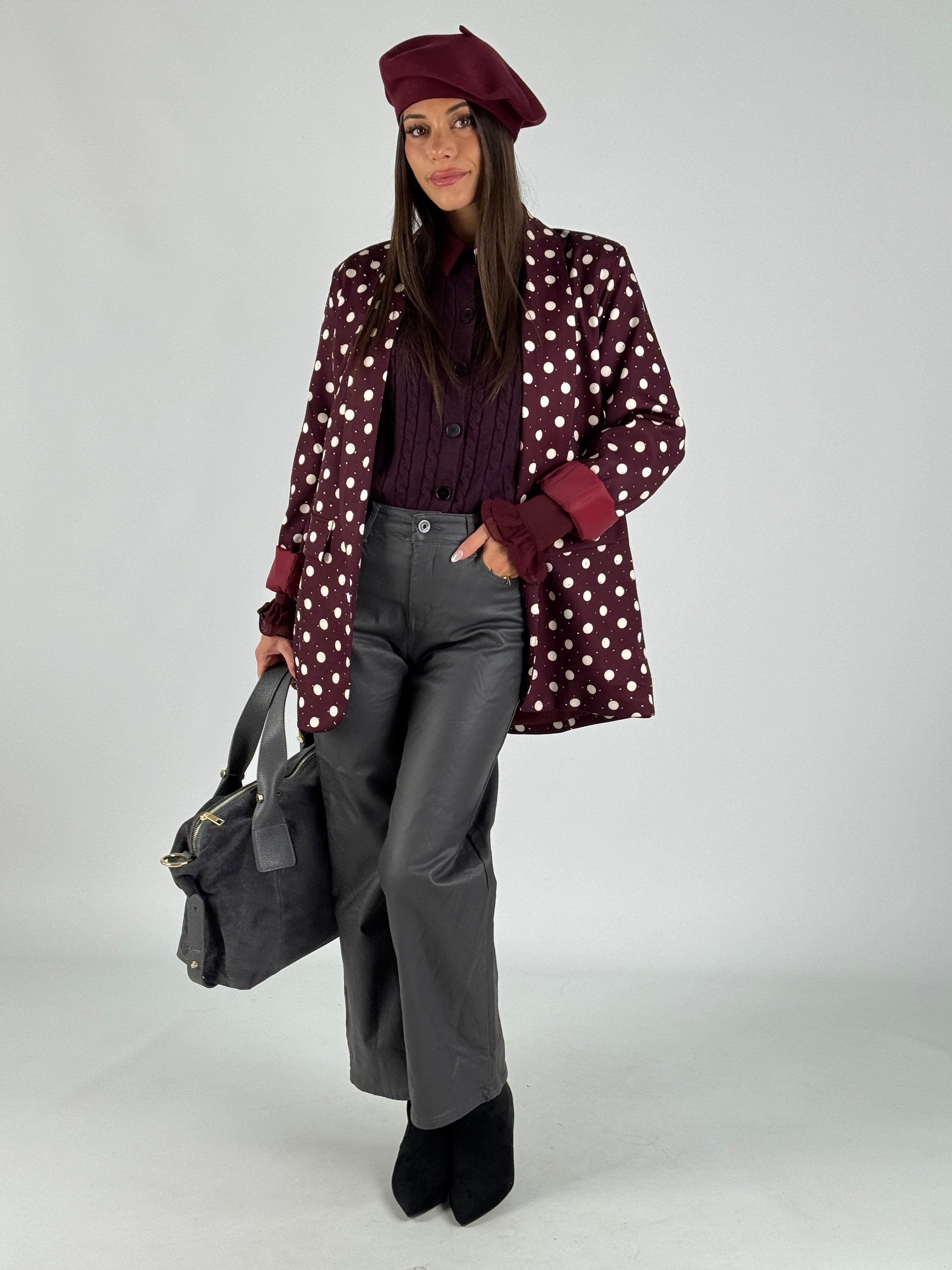 Giacca pois zirconi bordeaux