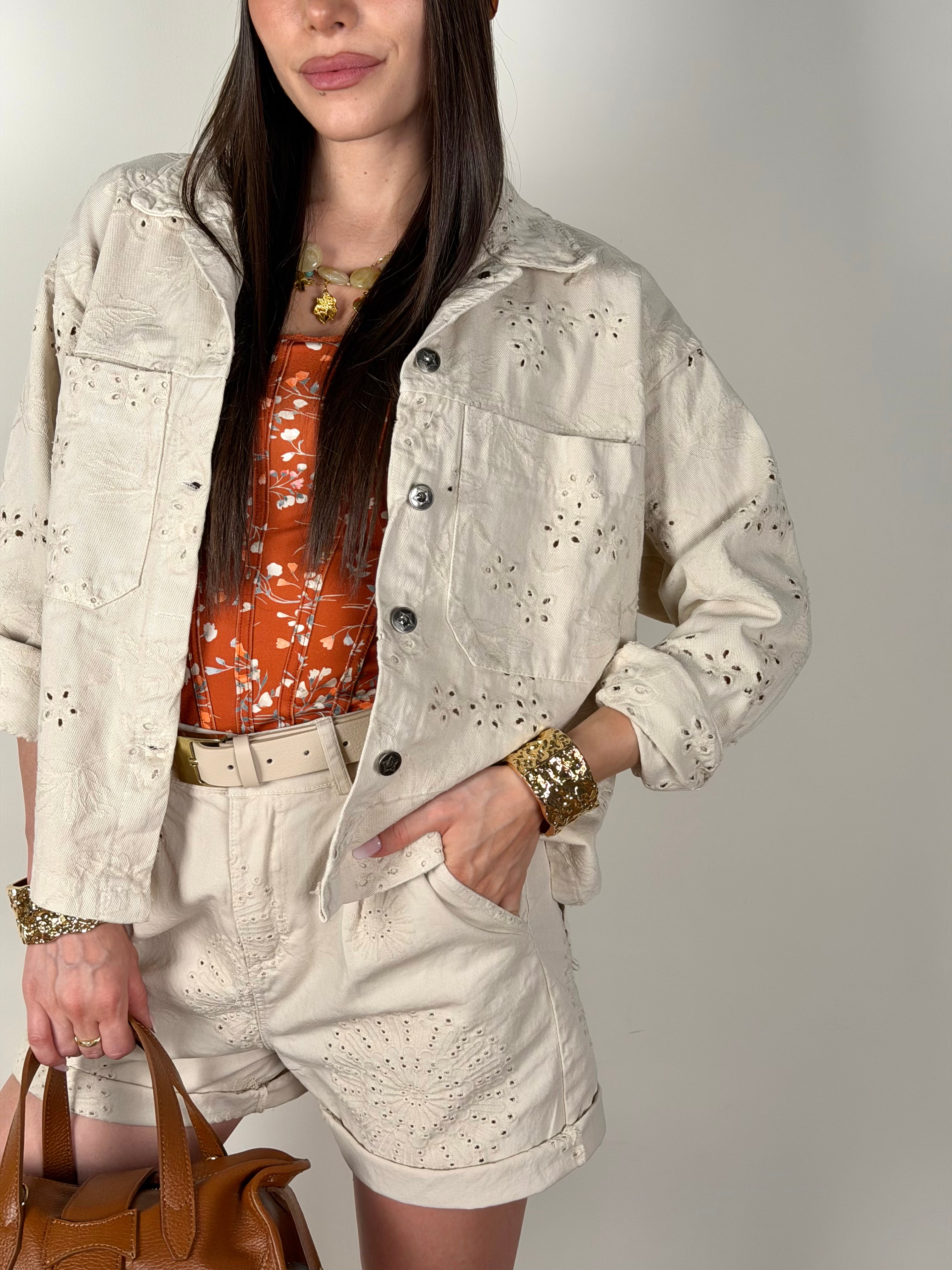 Giubbino traforato Scarlett beige