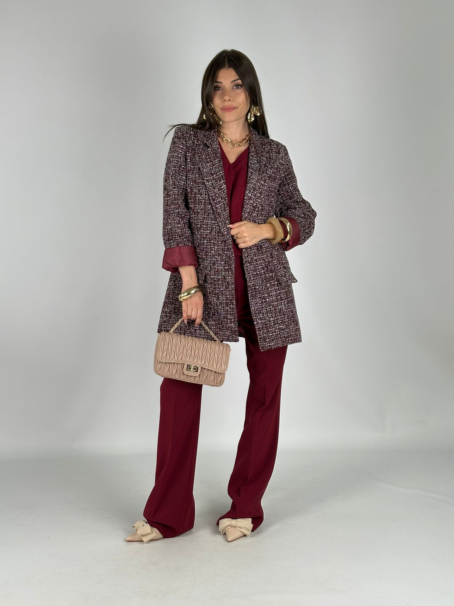 Giacca boucle elegant bordeaux