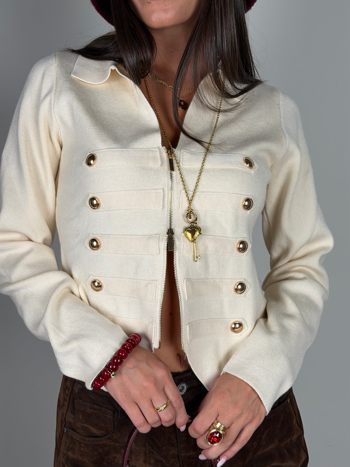 Maglia Napoleone zip beige