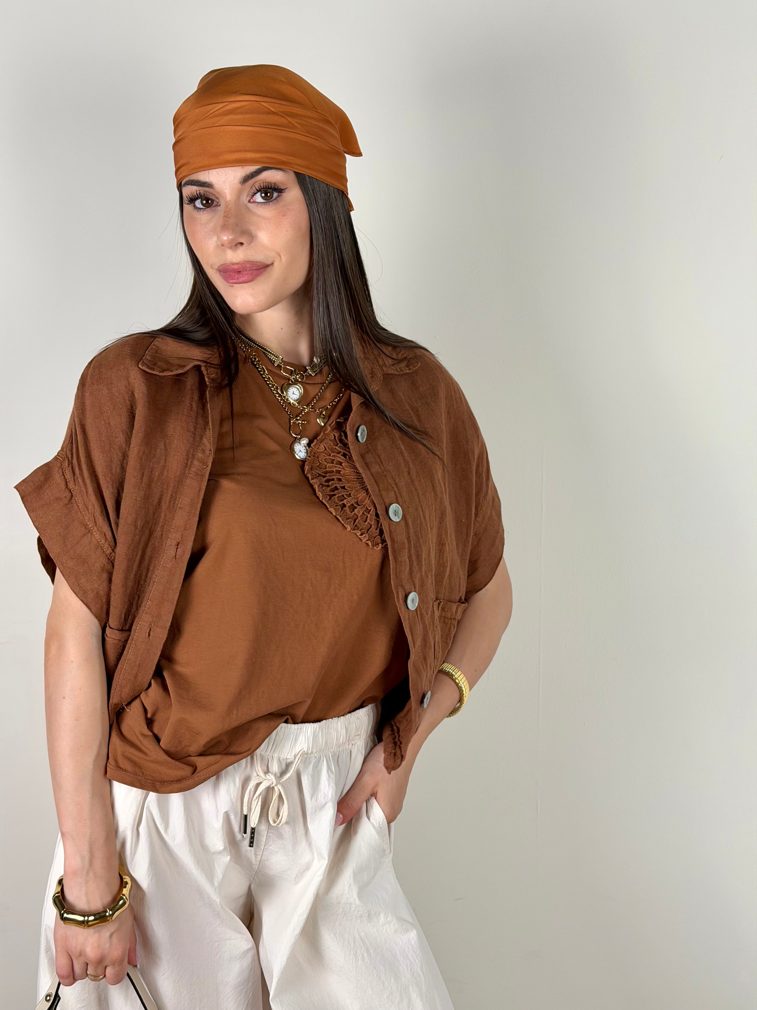 Camicia puro lino Duna coccio