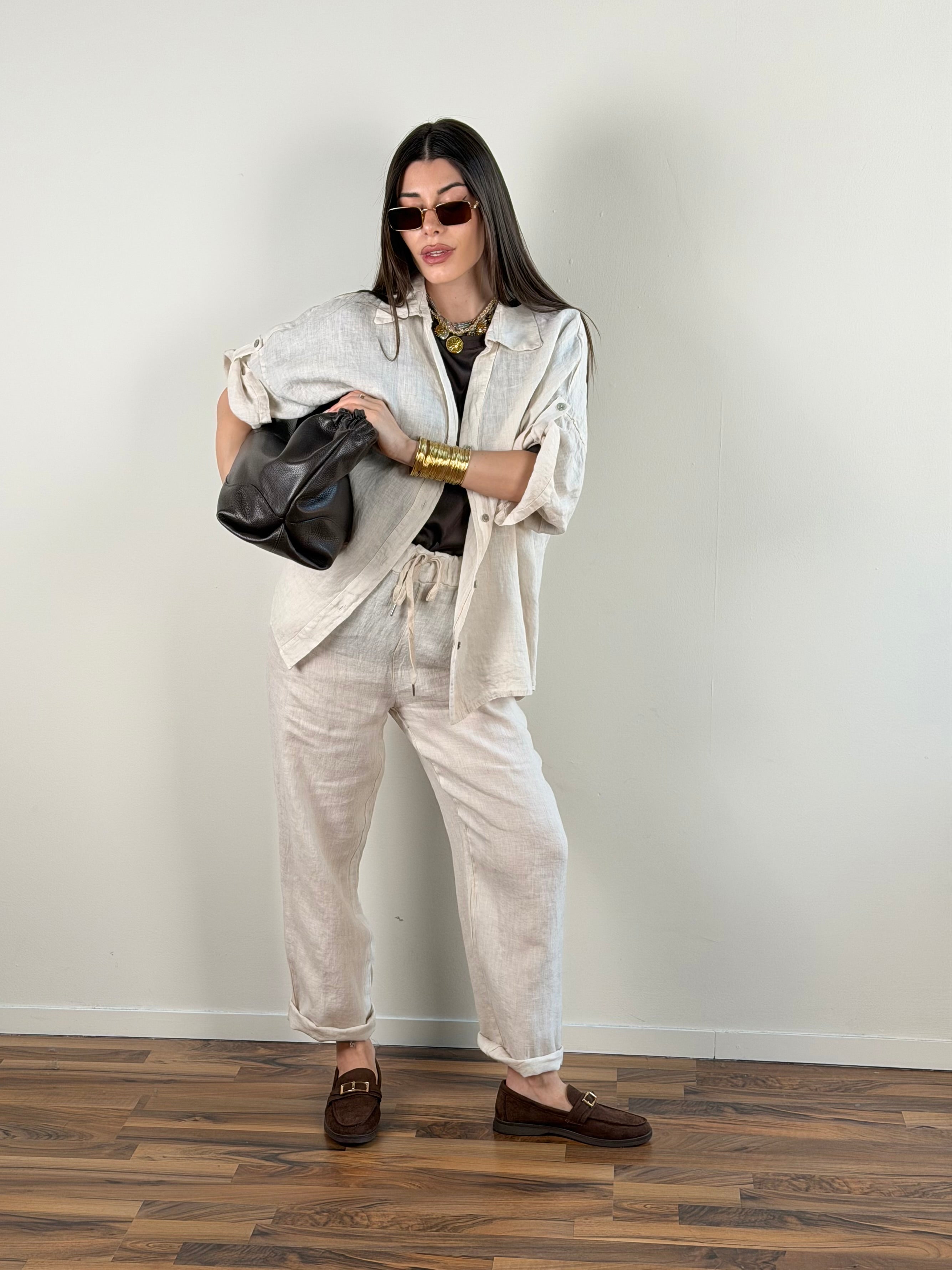 Pantalone Sandy puro lino beige