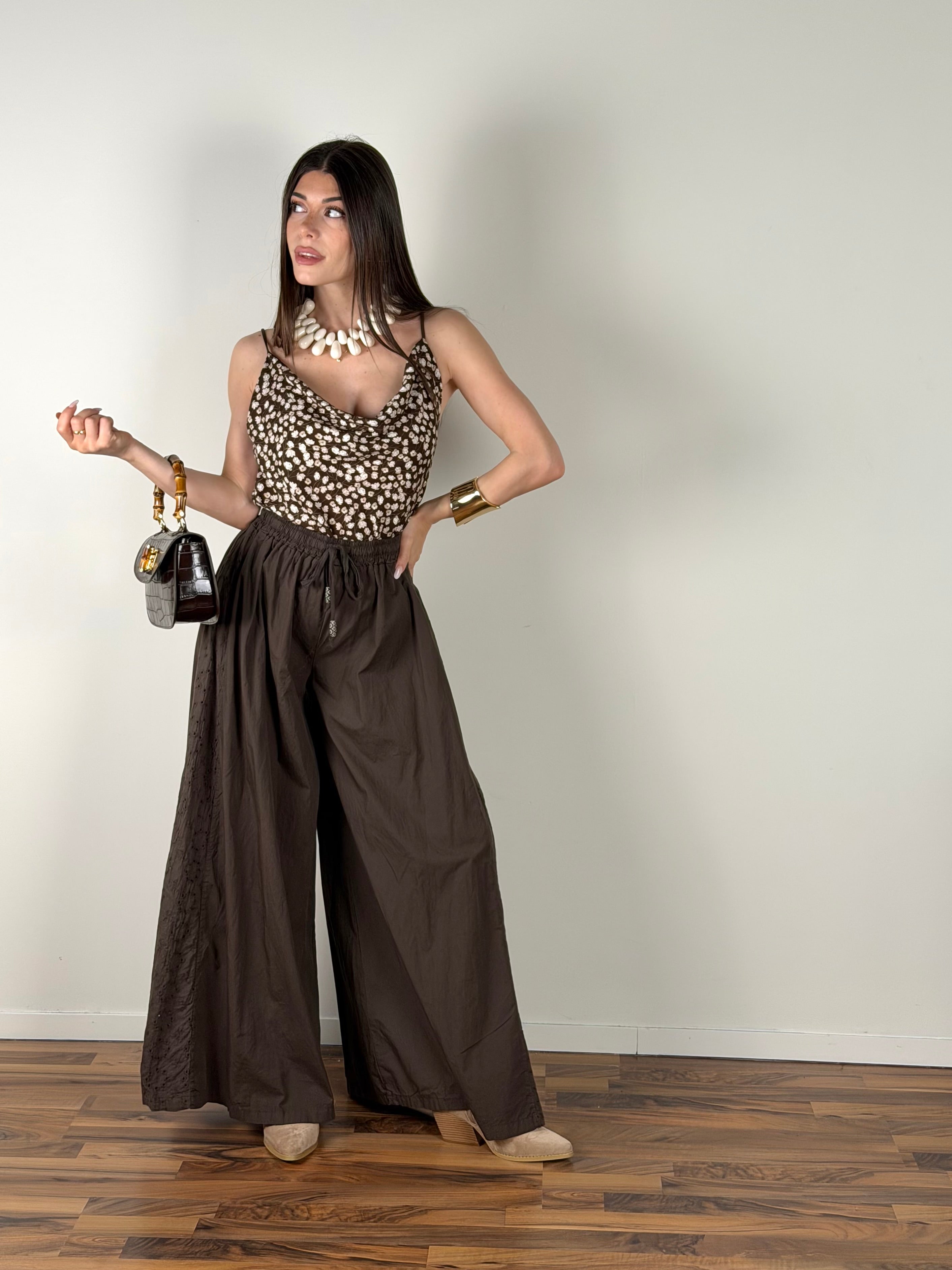 Pantalone colors pizzo sangallo moro
