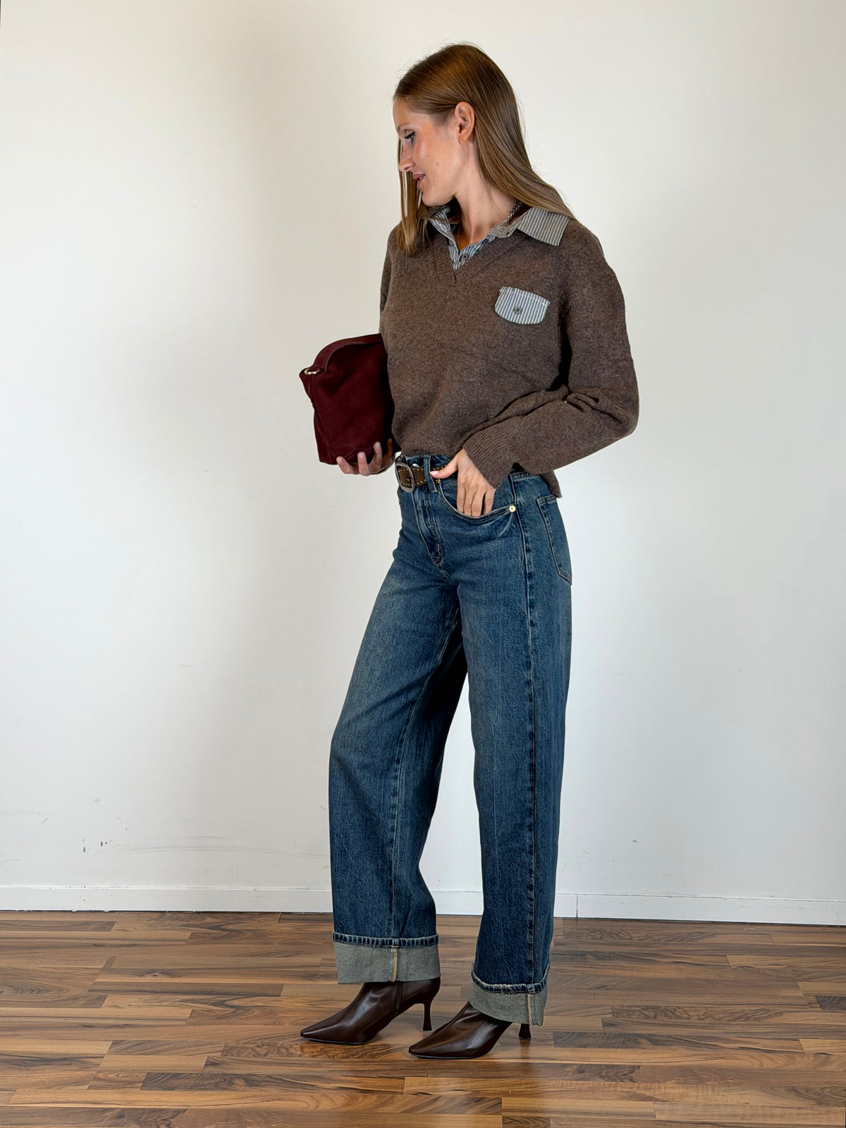 Jeans cintura borchie