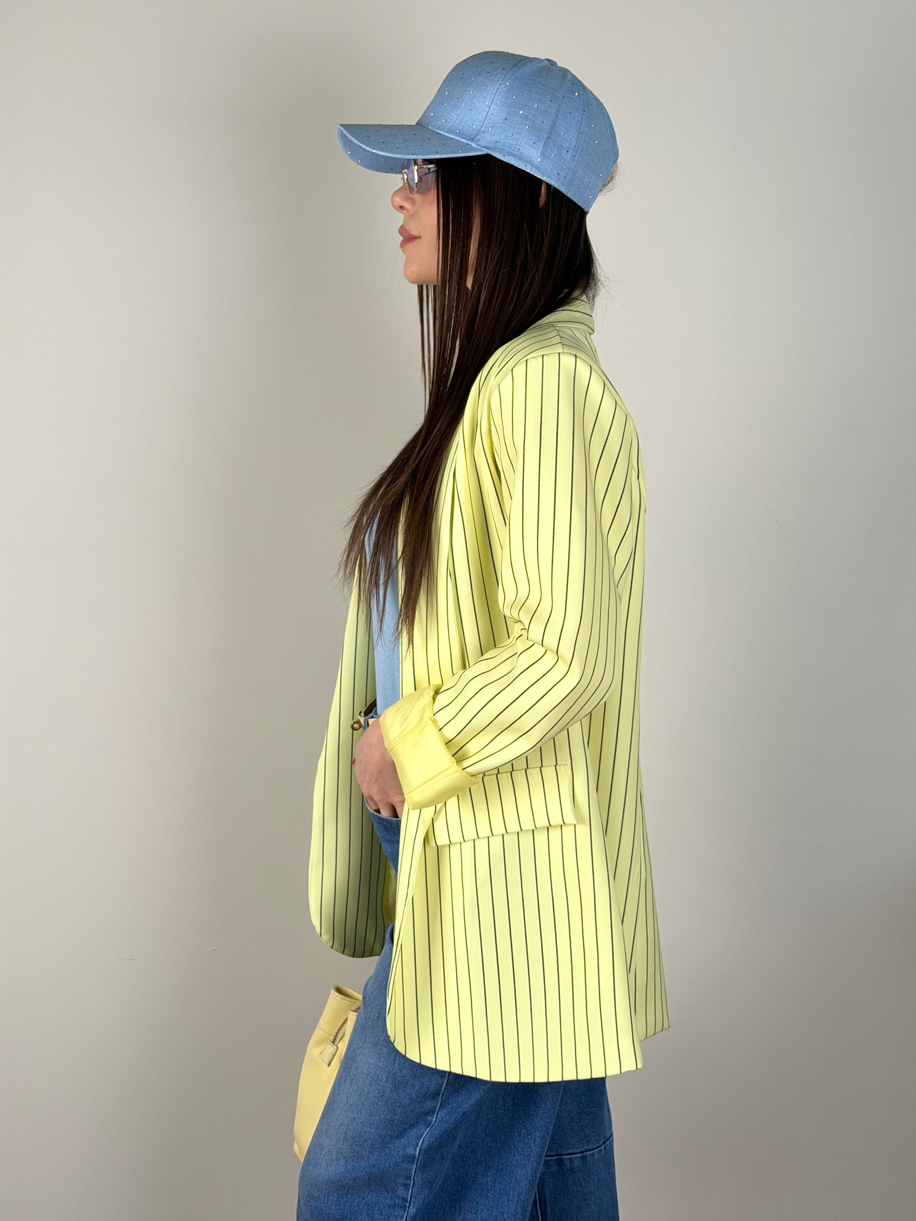 Giacca gessata gialla