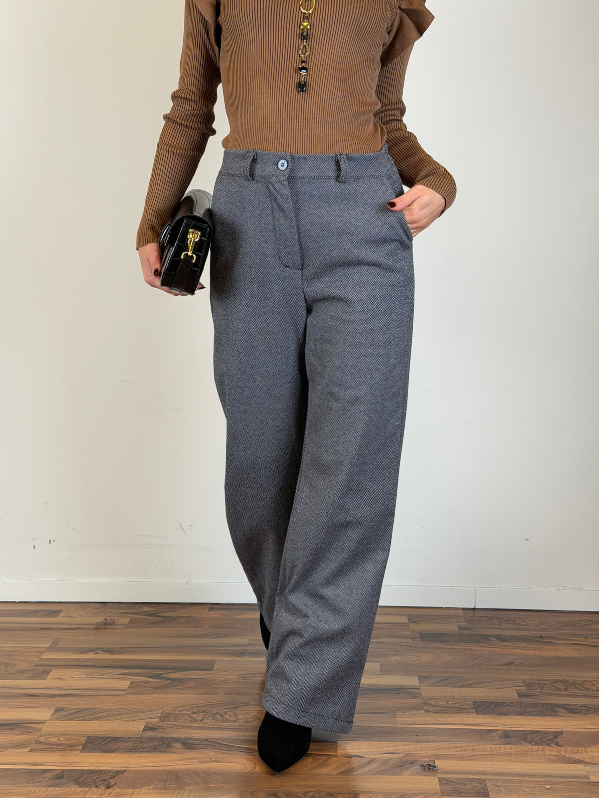 Pantalone mélange nero