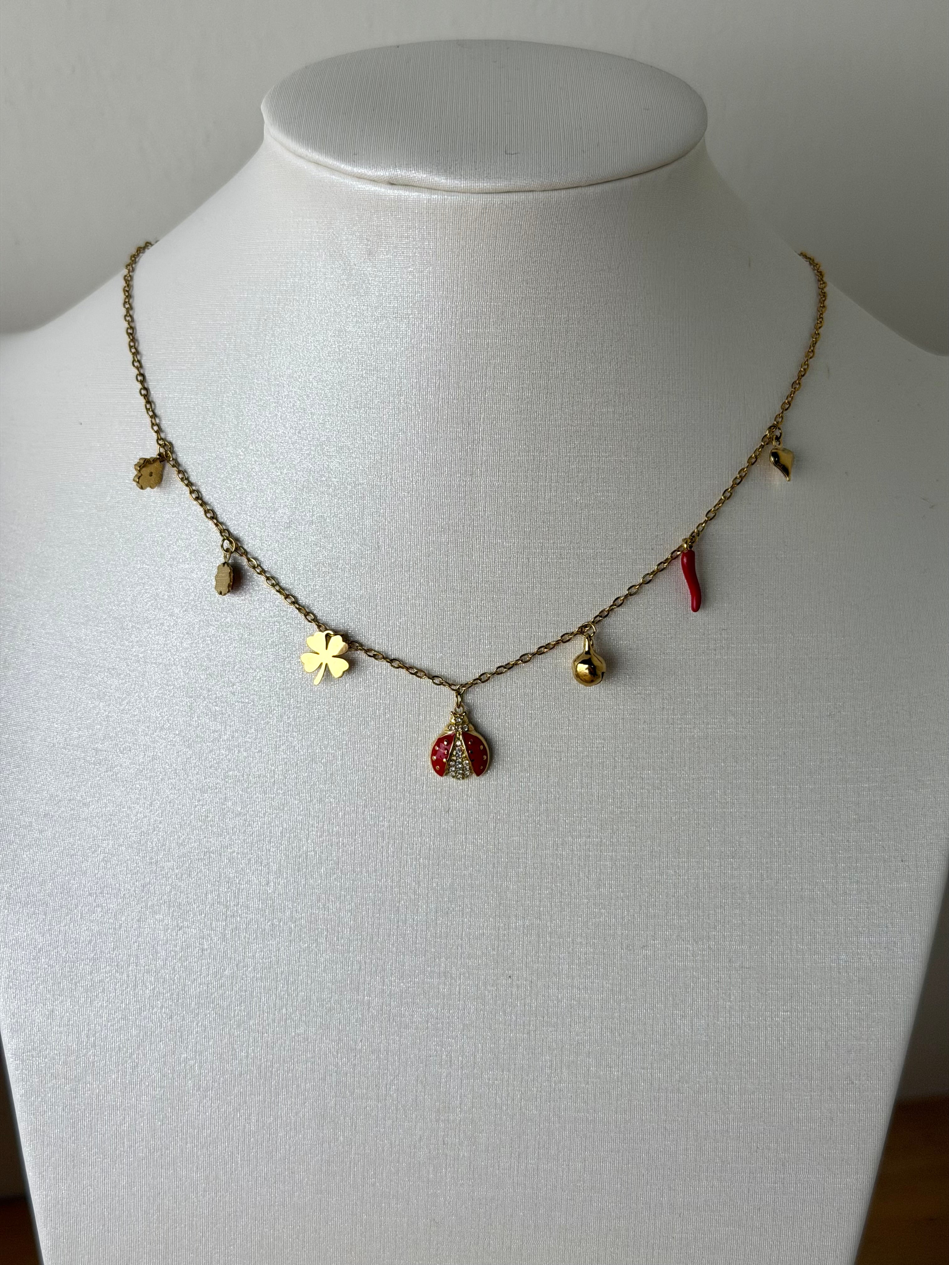 Collana coccinella- collezione PORTAFORTUNA - 2 colori