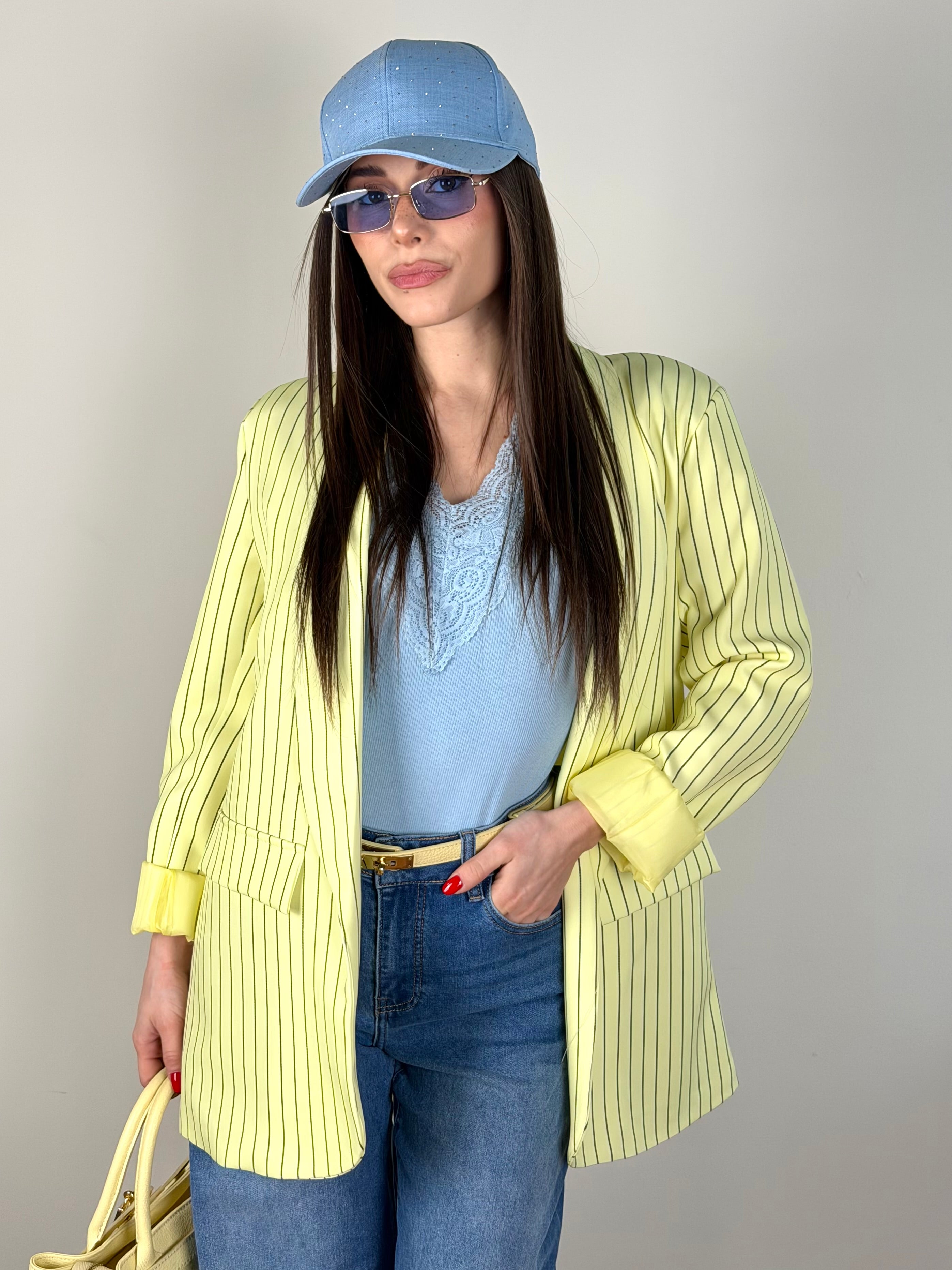 Giacca gessata gialla