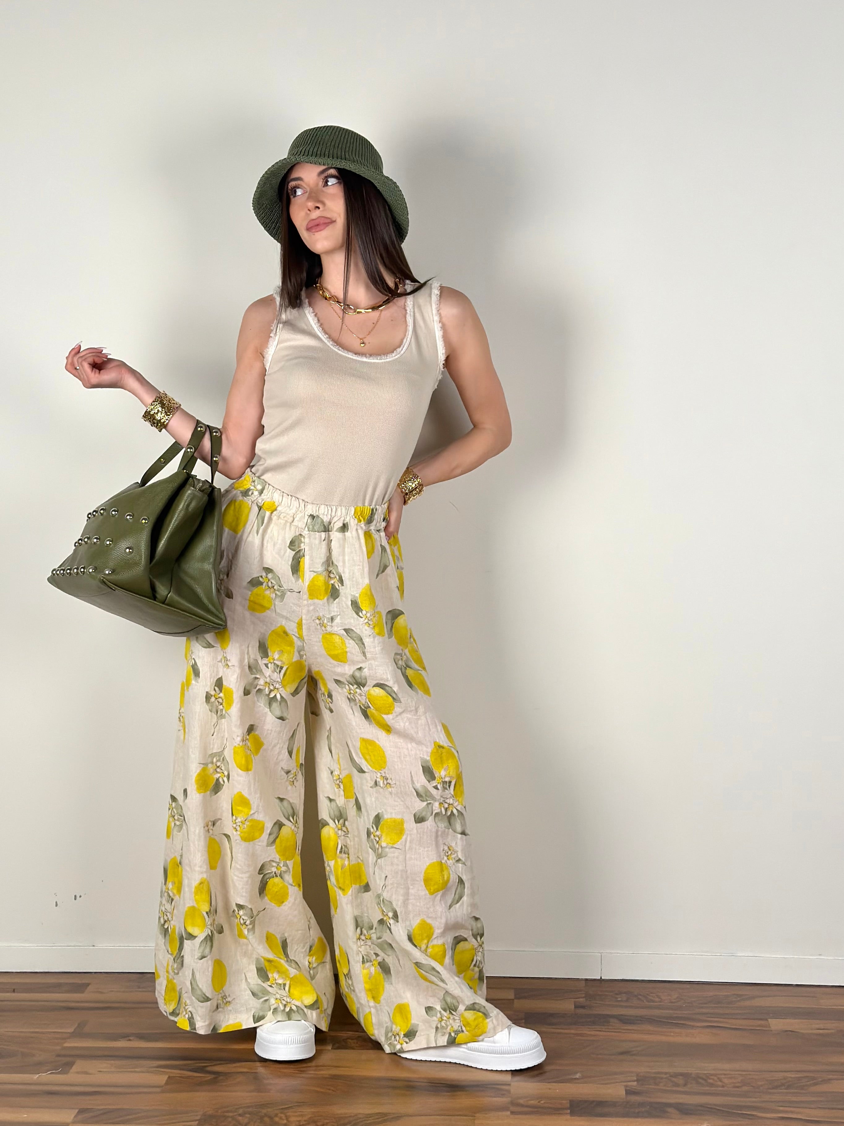 Top Sfrangiato beige