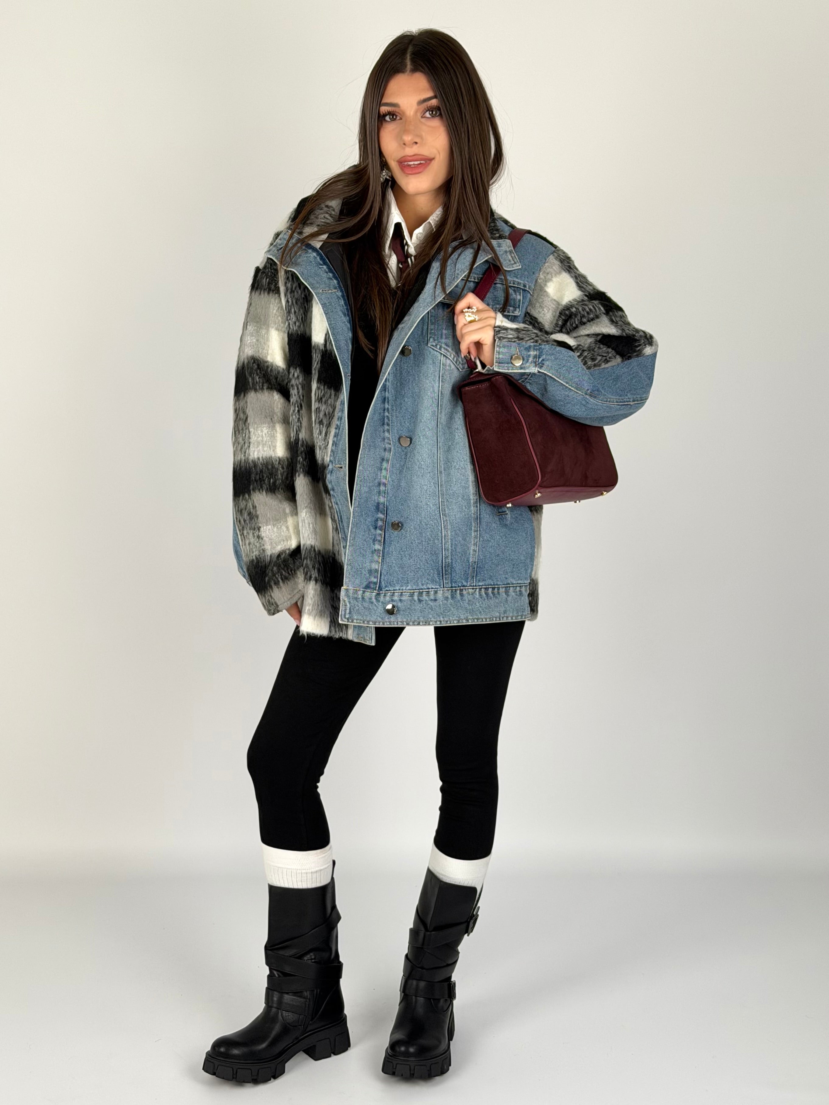 Giubbino jeans e check