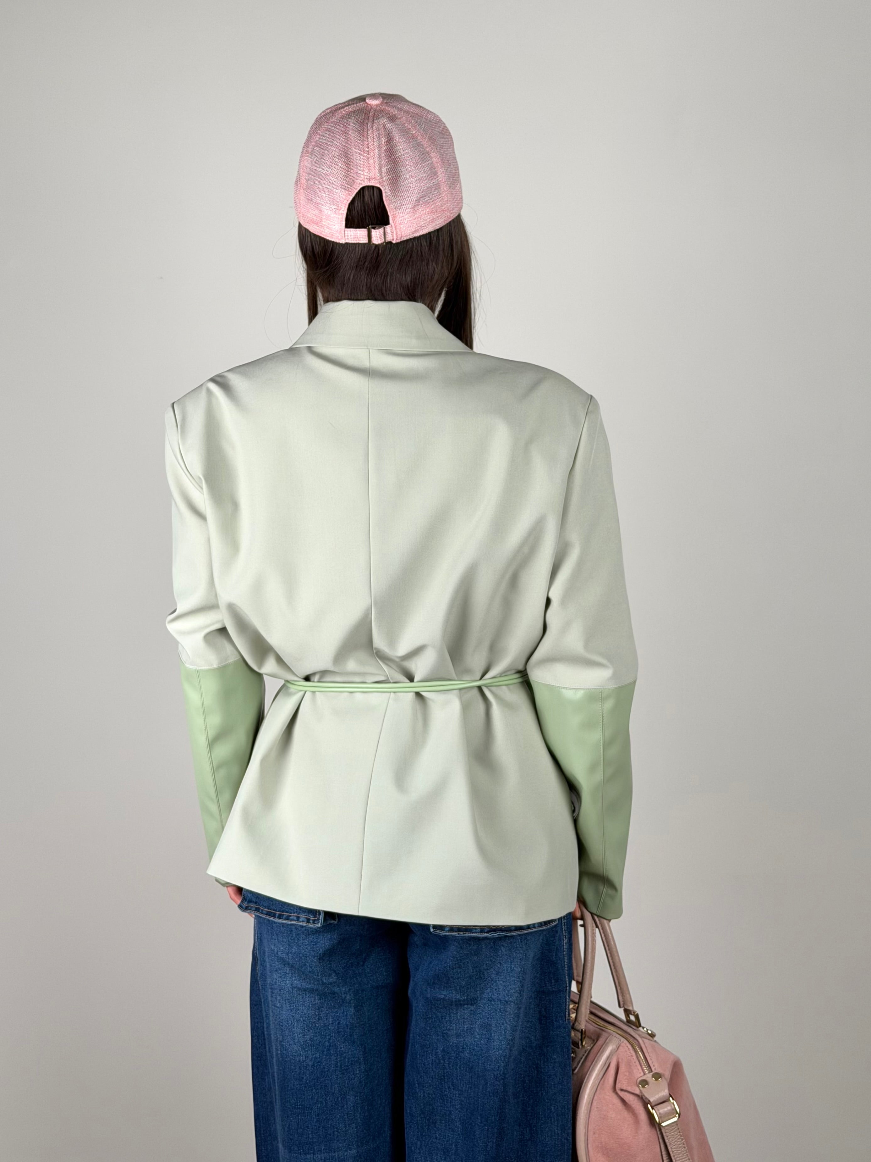 Giacca premium inserti in ecopelle verde