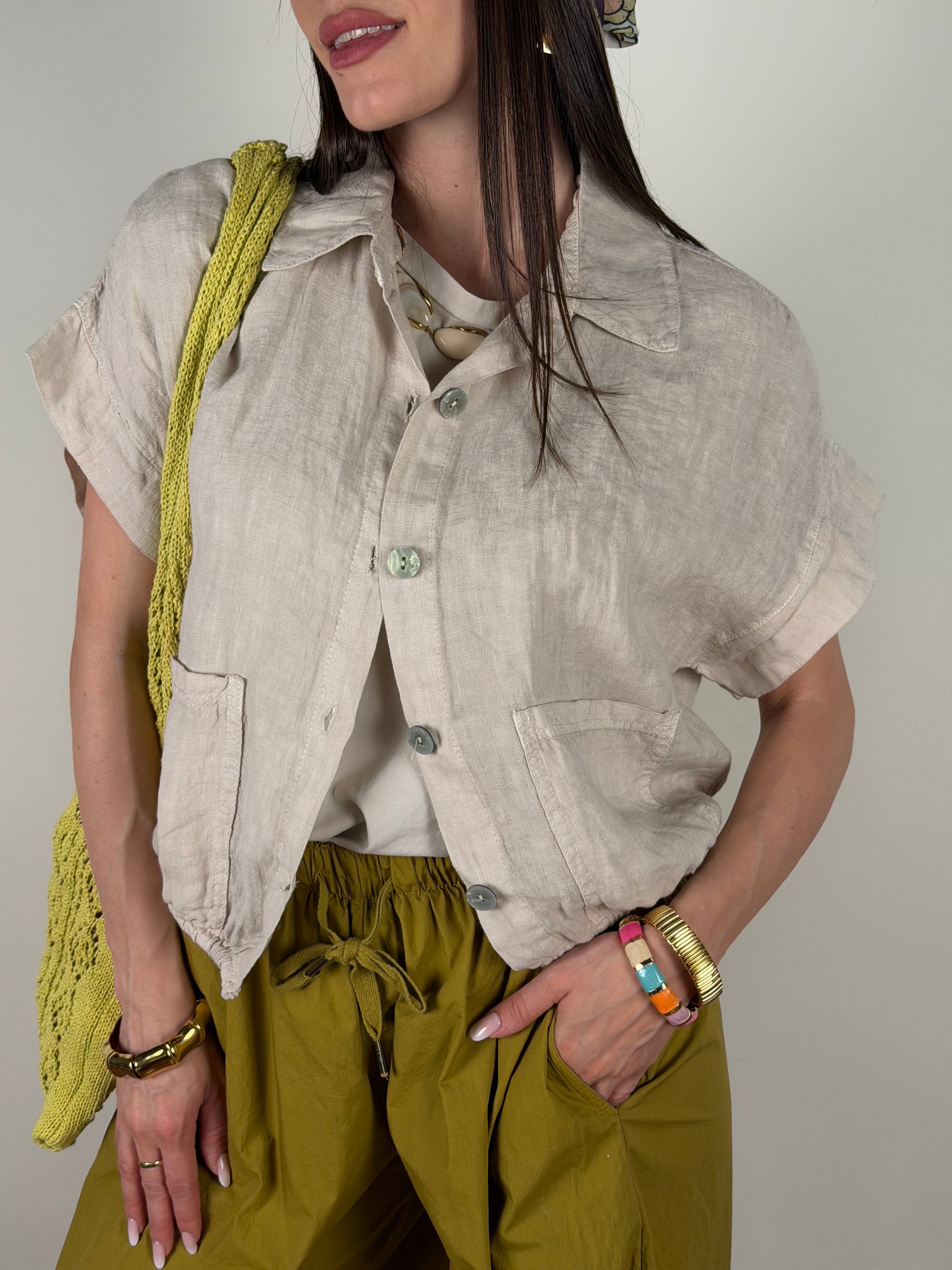 Camicia puro lino Duna beige
